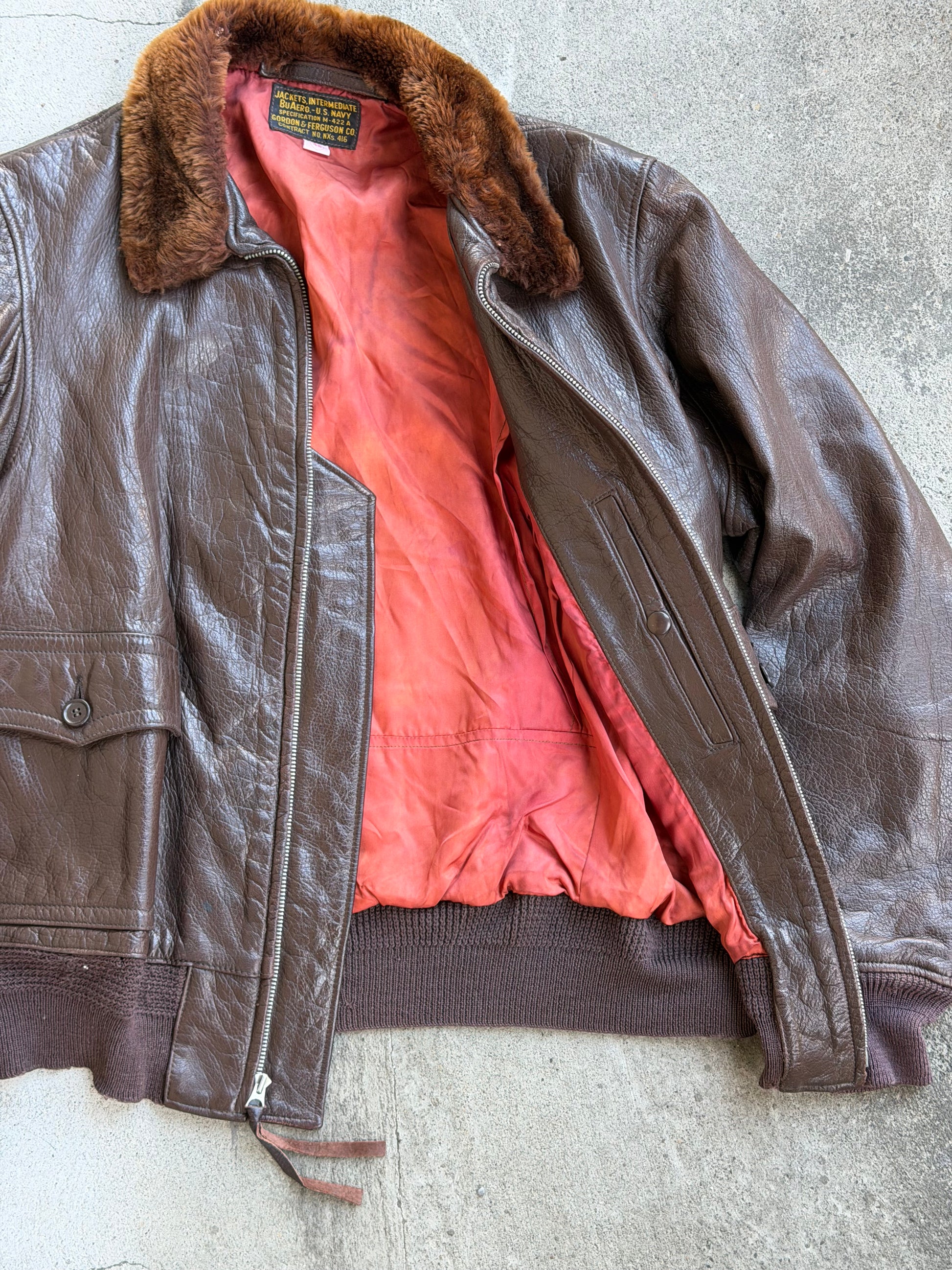 Vintage AUTHENTIC 1940s US NAVY G1 Leather Pilot Jacket - M