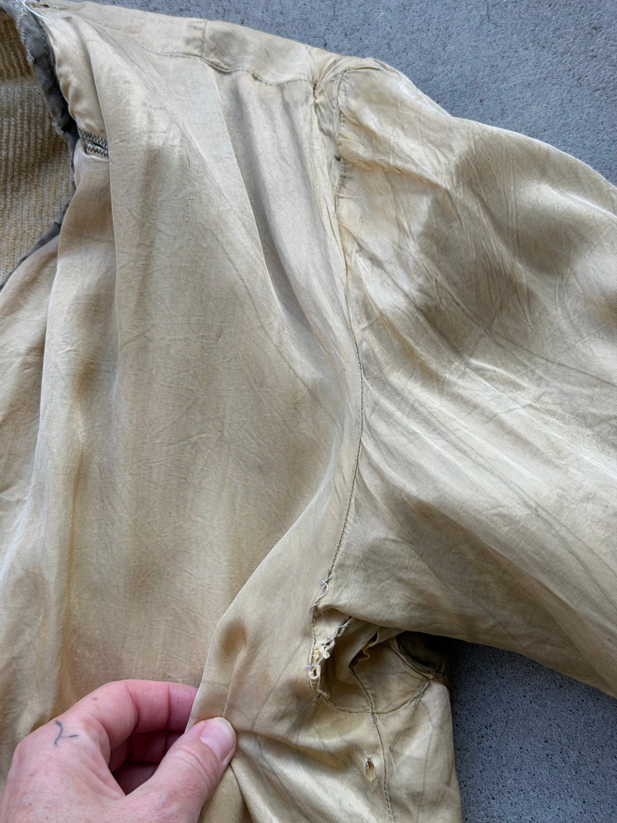 Vintage Reworked Military Frieze Liner ( TAN + CHECK ) - M
