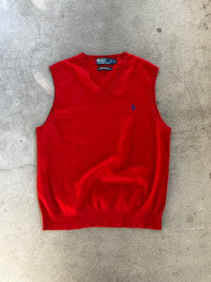 Vintage RL Knit Sweater Vest in RED - M