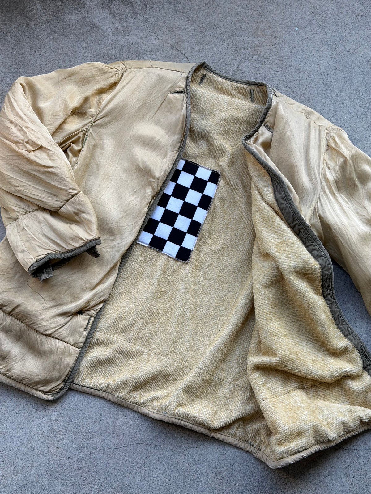 Vintage Reworked Military Frieze Liner ( TAN + CHECK ) - M