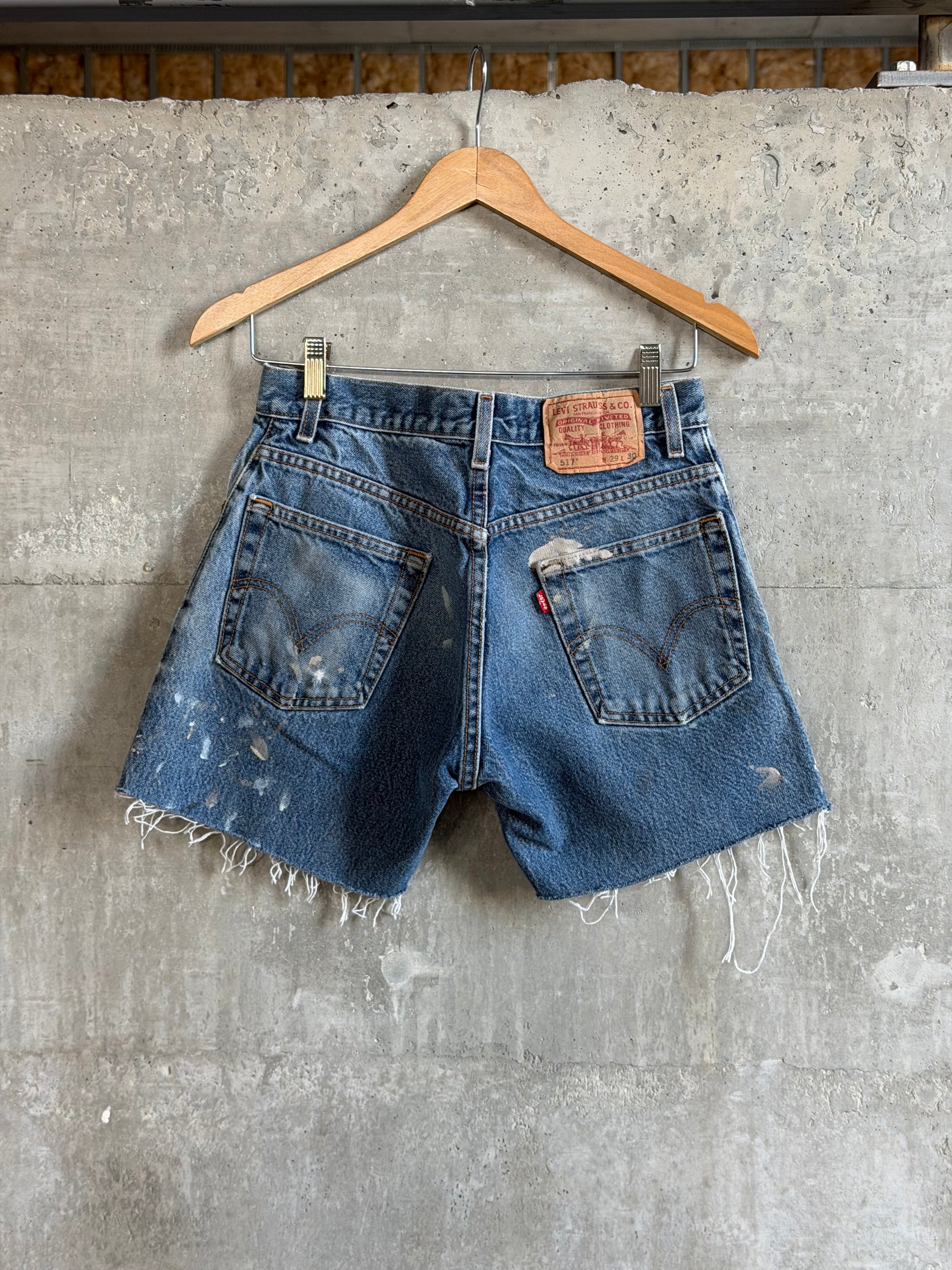 Vintage Paint Splatter cut-off Denim Shorts - 28" W