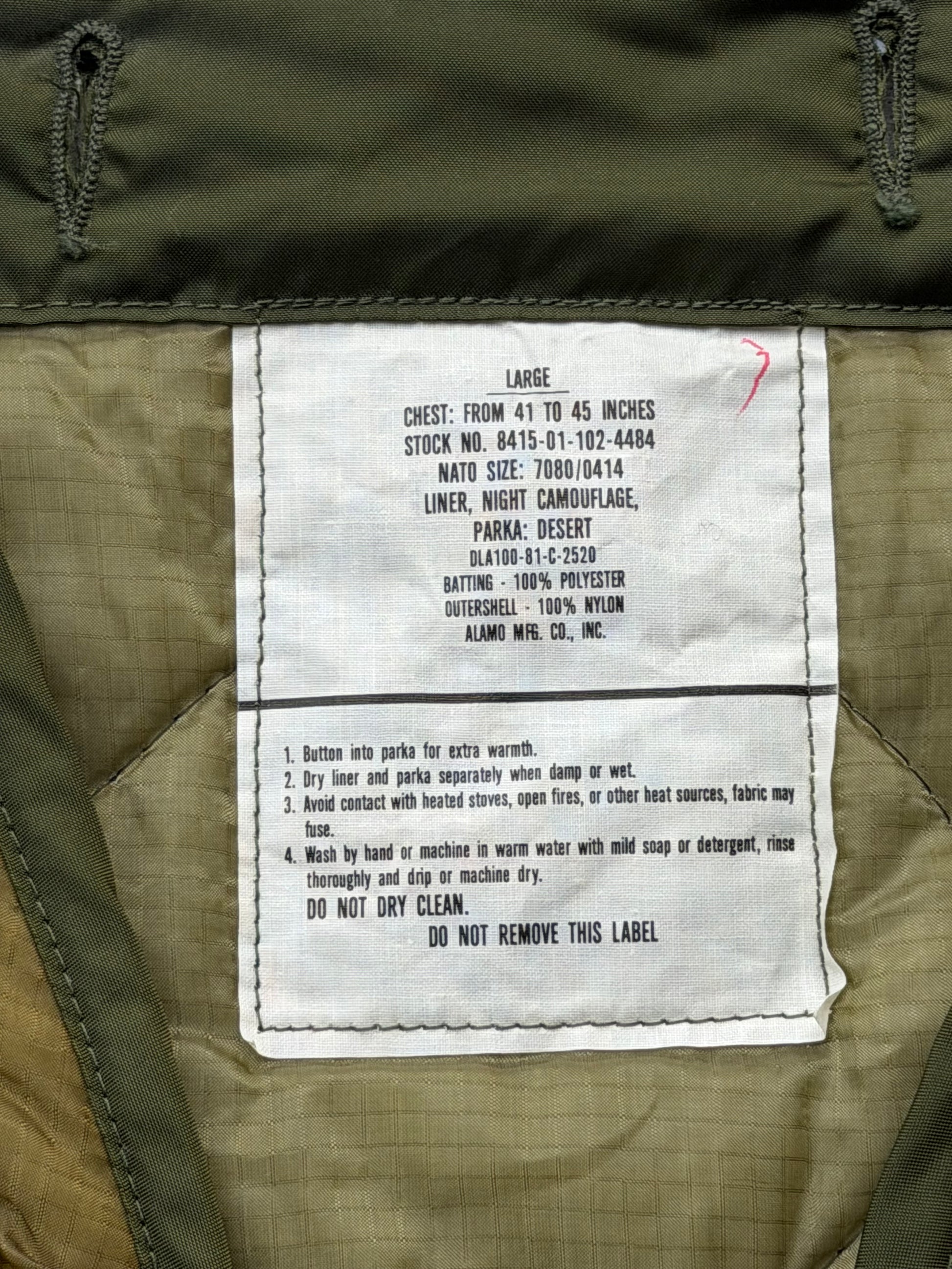 Vintage Military Parka Long Liner Jacket - L