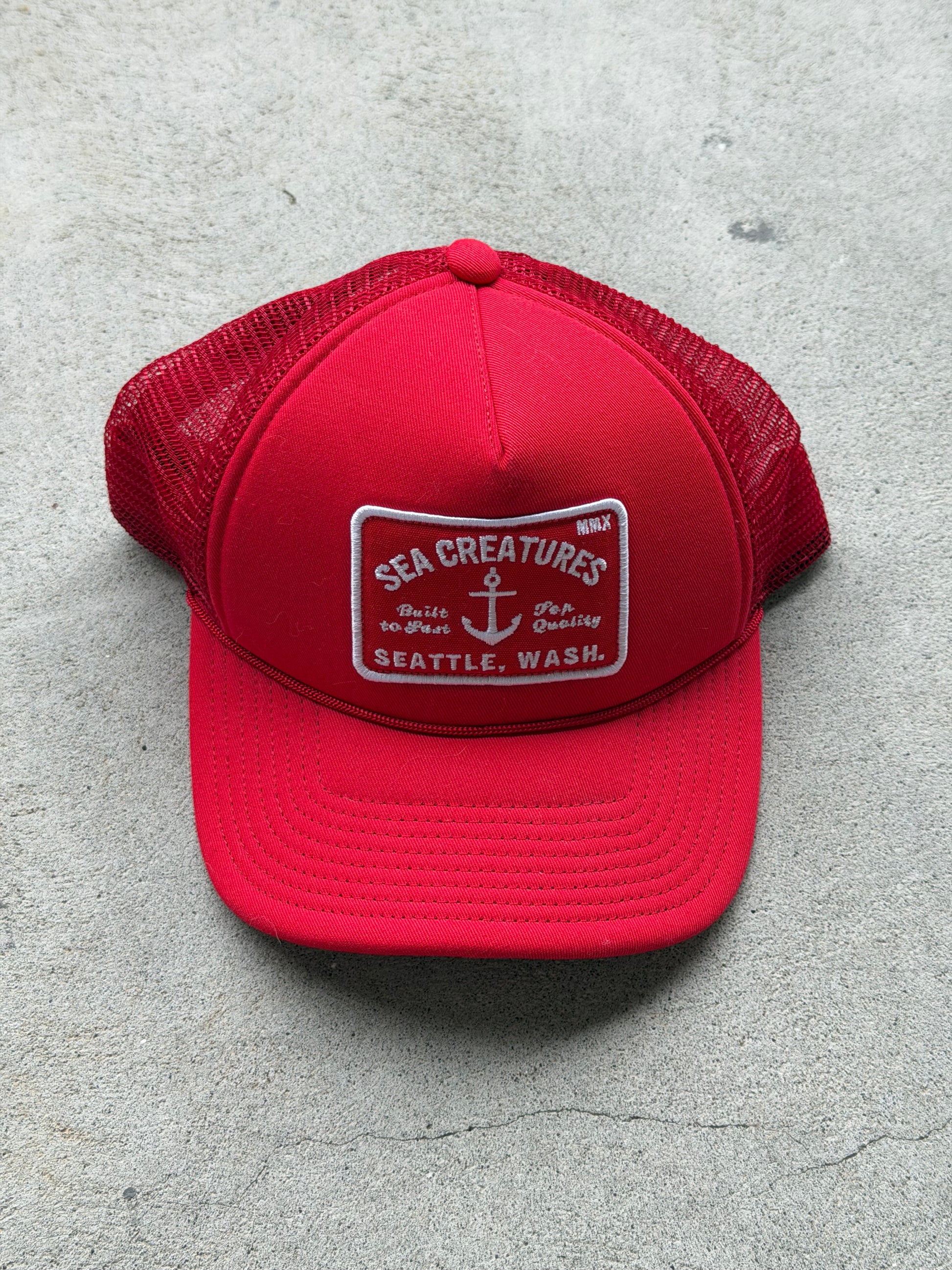 "Sea Creatures" Trucker Hat in Red - OS