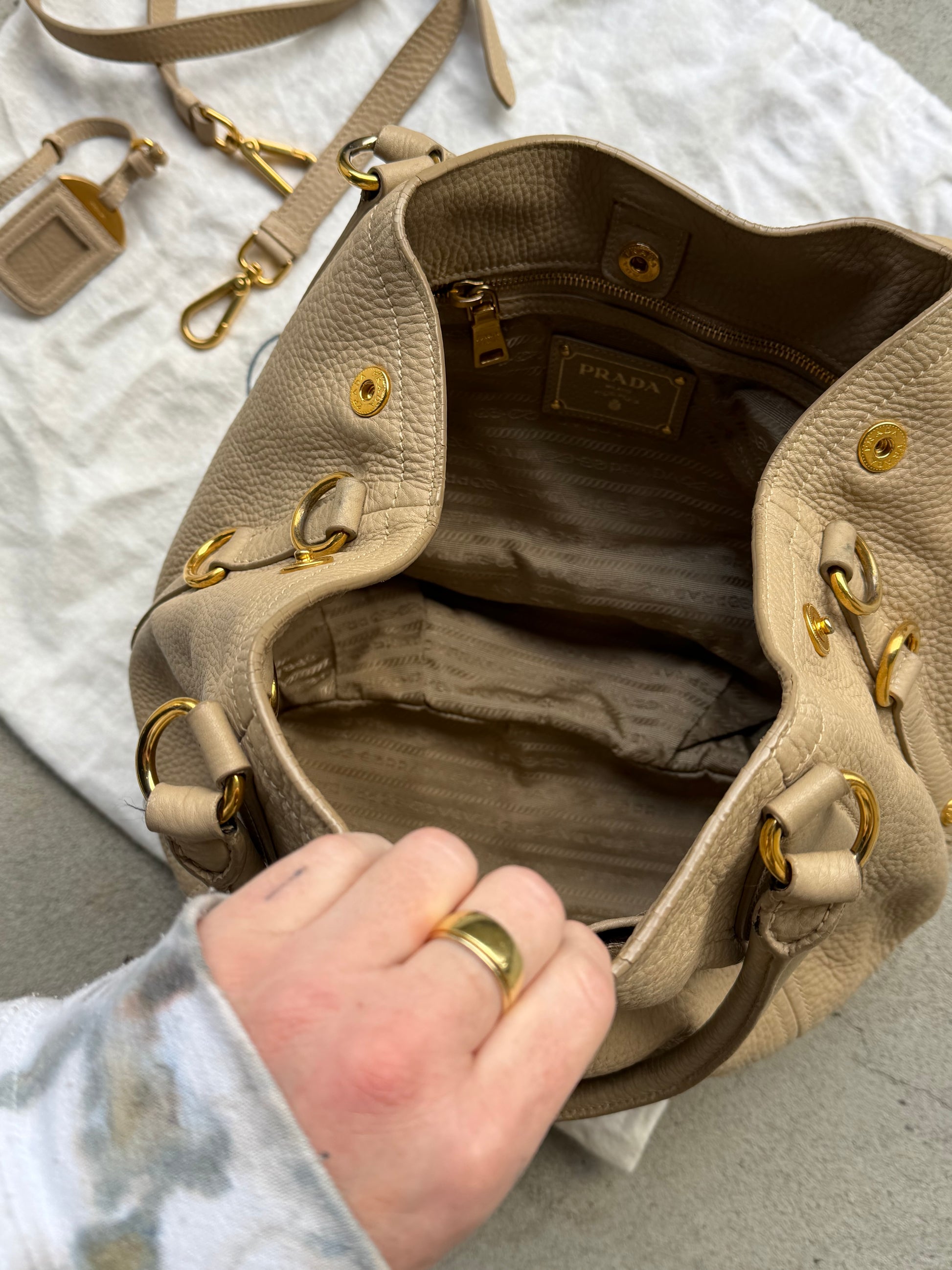 Preloved Prada 2-Way Handbag - Grey