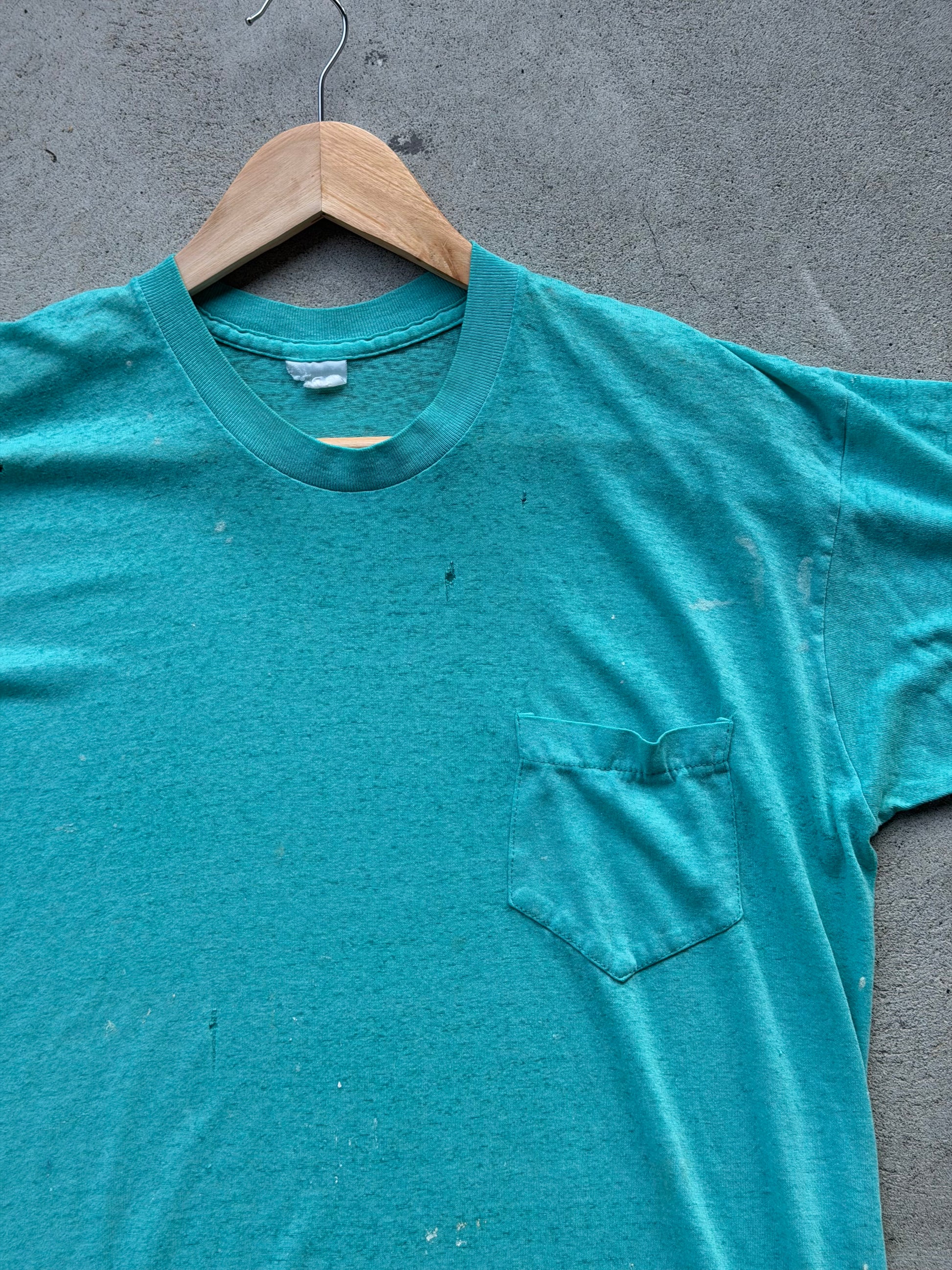 Vintage Paper Thin Pocket Tee TEAL - M