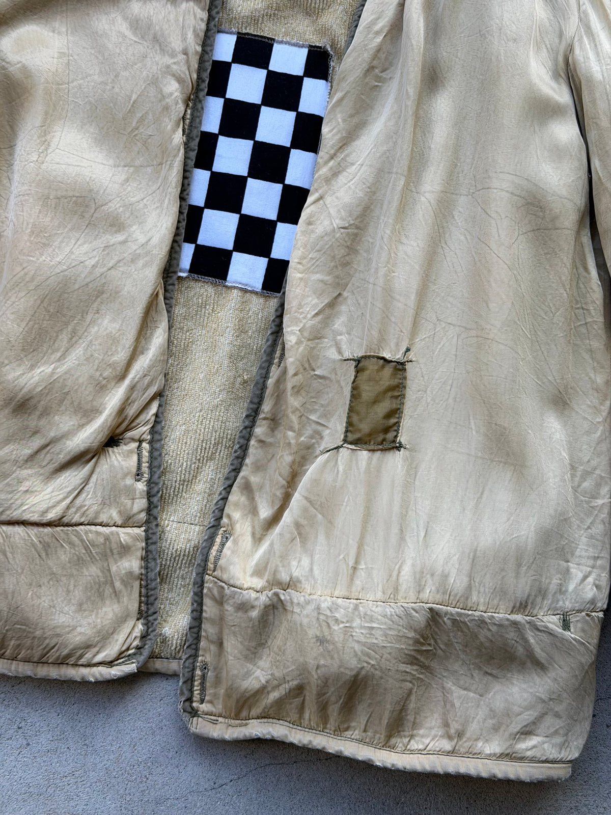 Vintage Reworked Military Frieze Liner ( TAN + CHECK ) - M