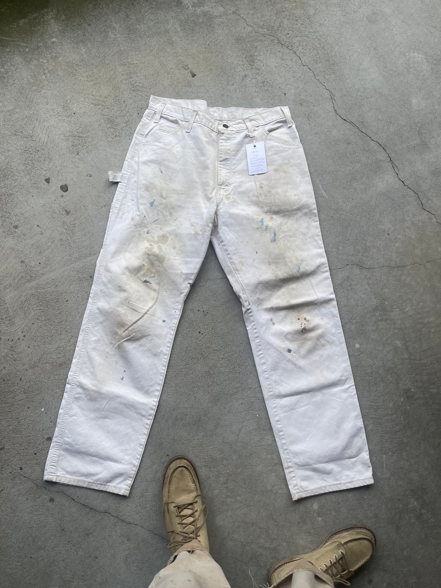 Paint Splattered Dickies Workpant in WHITE - 34" W