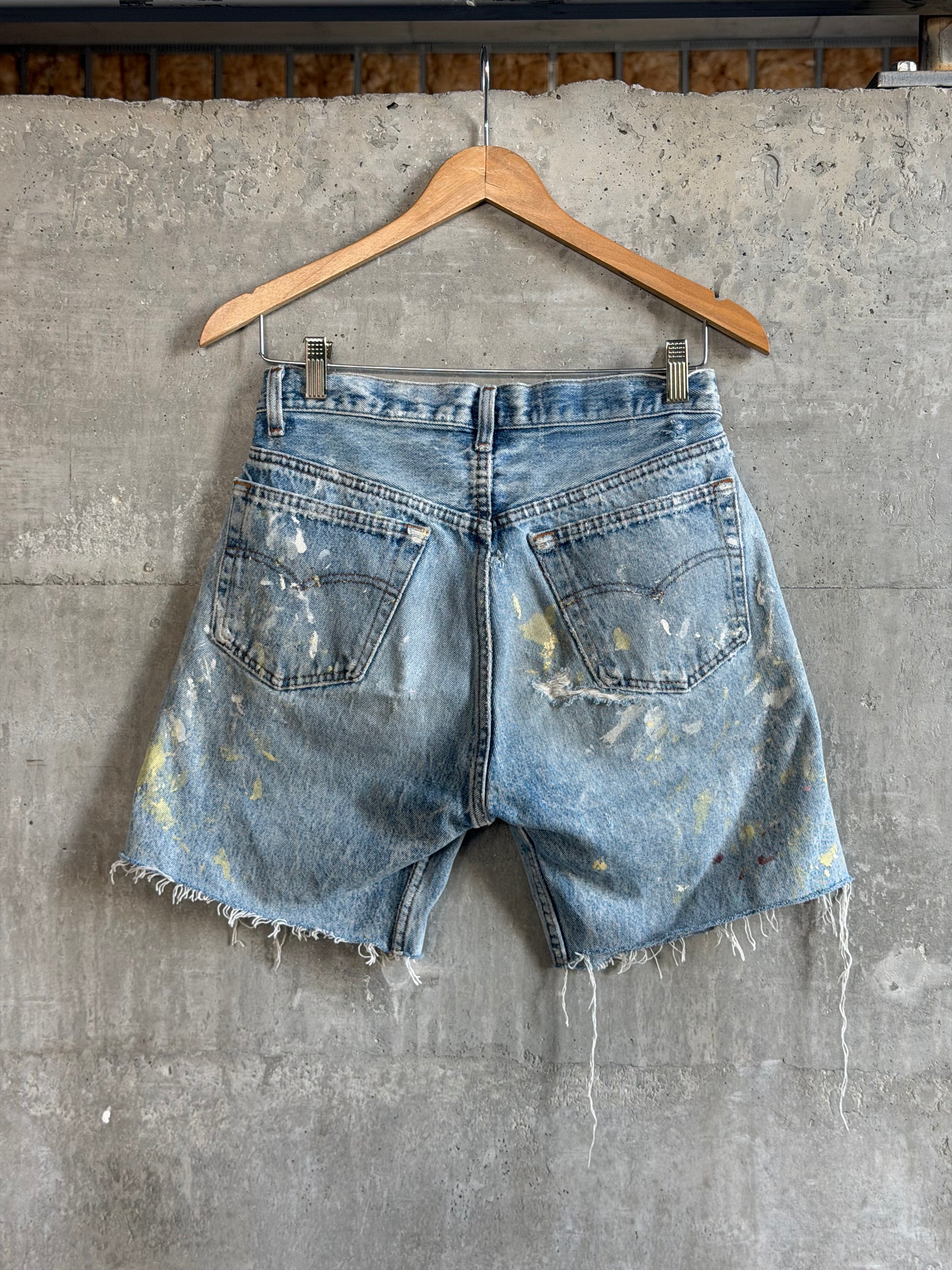 Vintage Paint Splatter cut-off Denim Shorts - 28" W