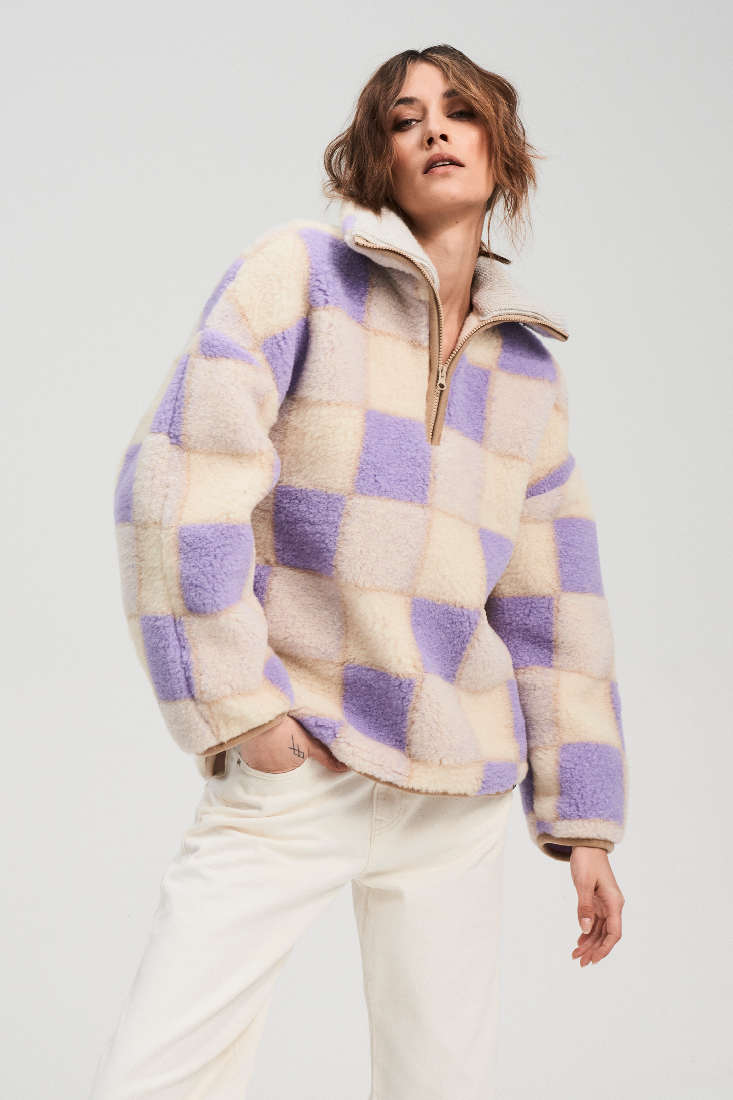 *PRE ORDER* Alwero Wool Pullover in LILAC CHECK - ( select size )