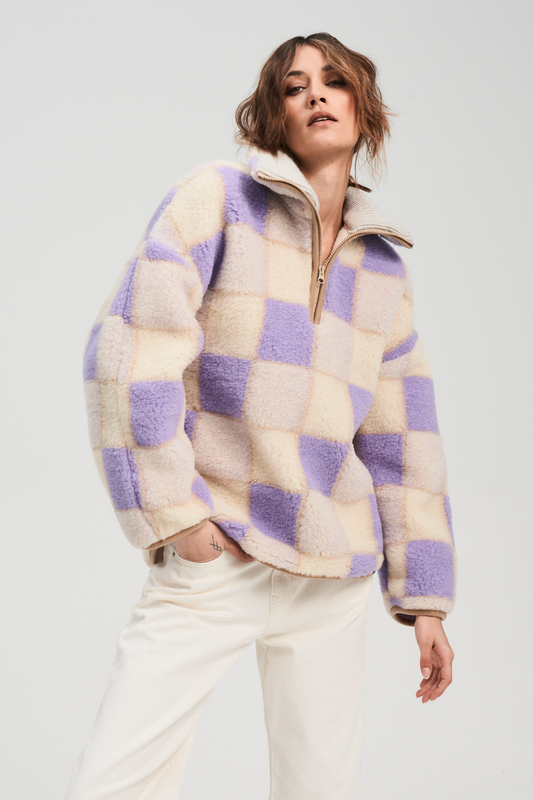 Alwero Wool Pullover in LILAC CHECK - ( select size )