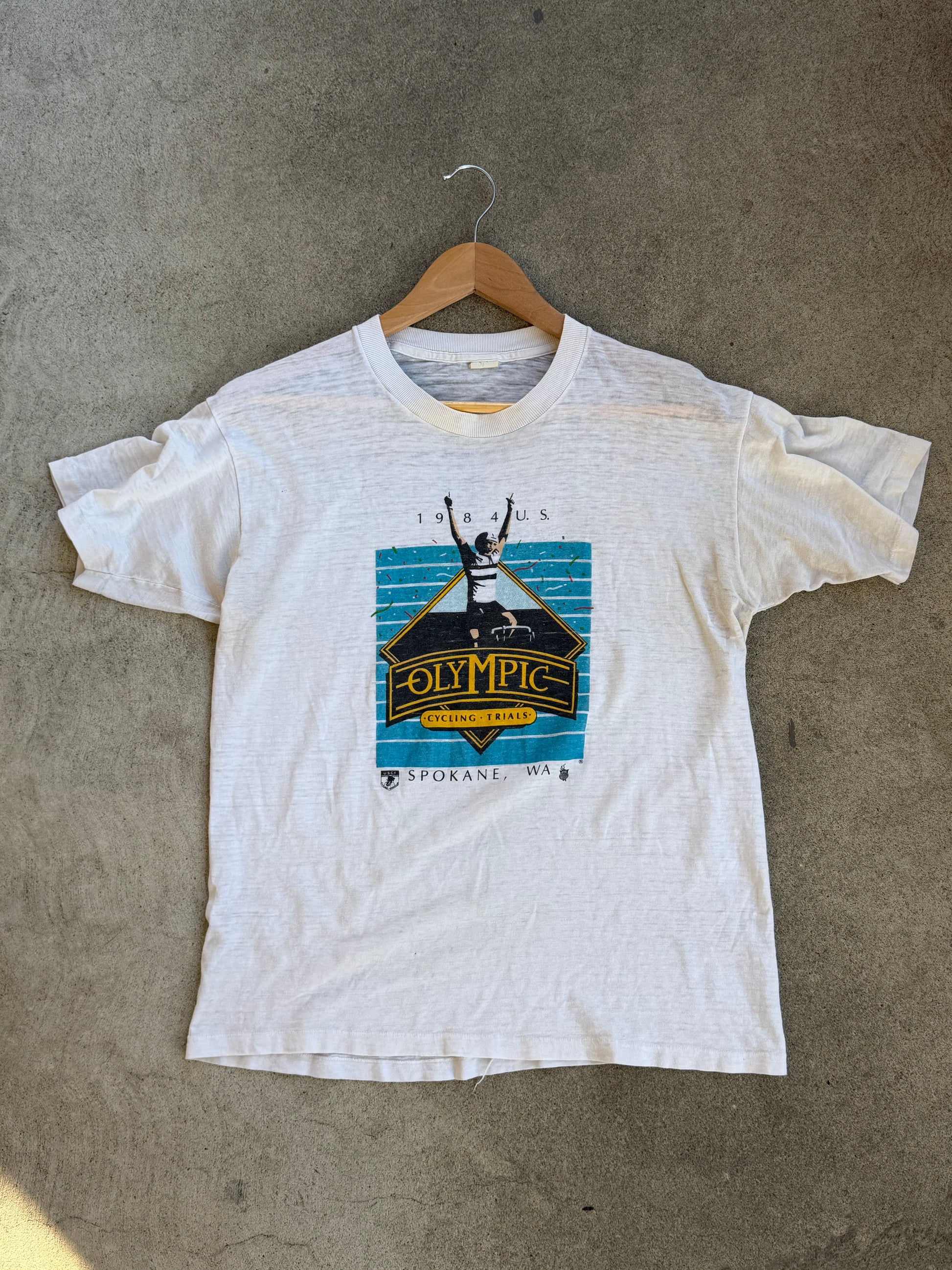 Vintage 1984  "Cycling Trials" Tee OFF WHITE - M