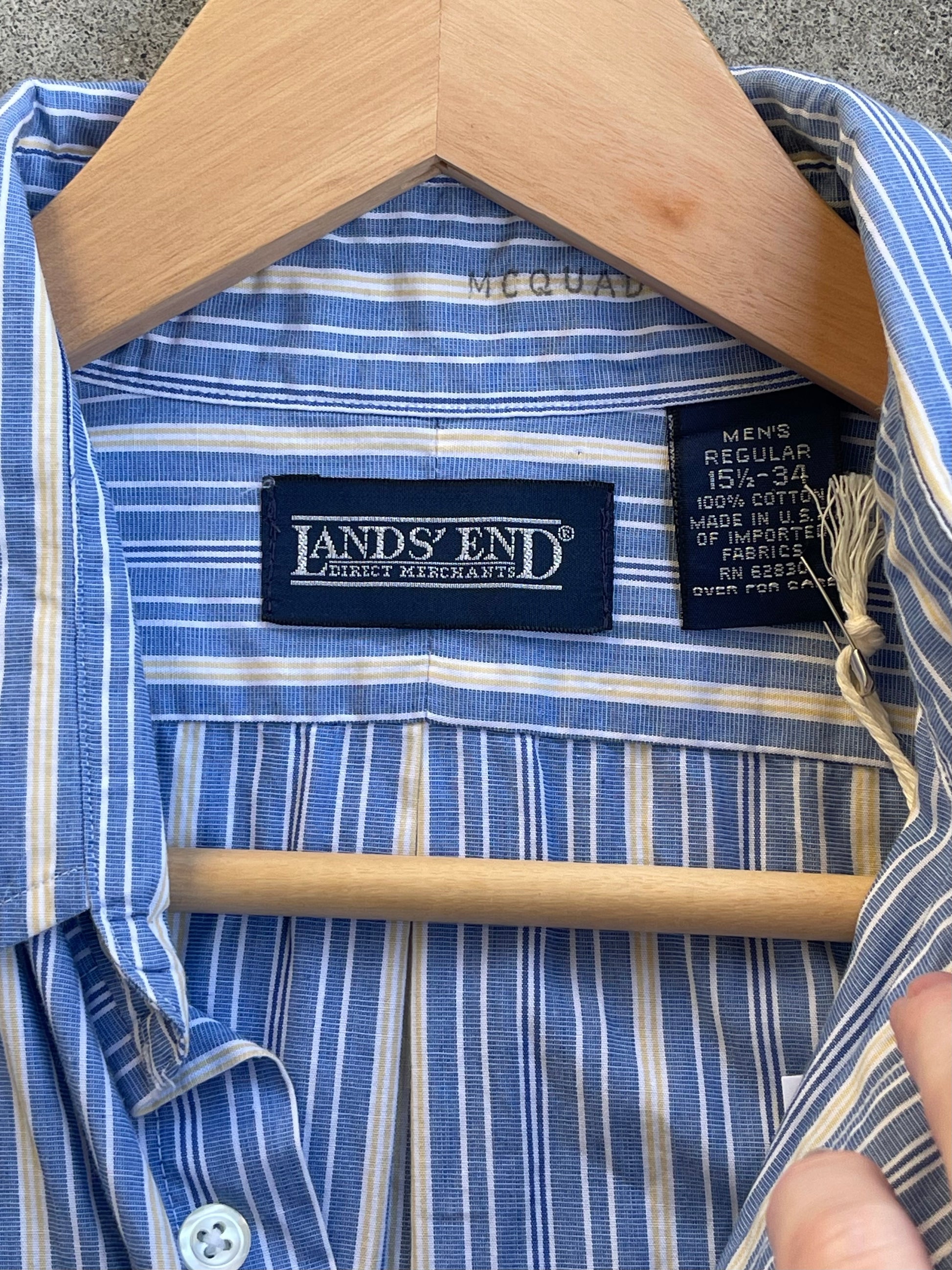 Vintage Land's End Button Up ( BLUE STRIPE ) - M/L