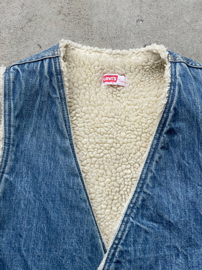 Vintage Levis Sherpa Lined Vest BLUE WASH ( S/M )