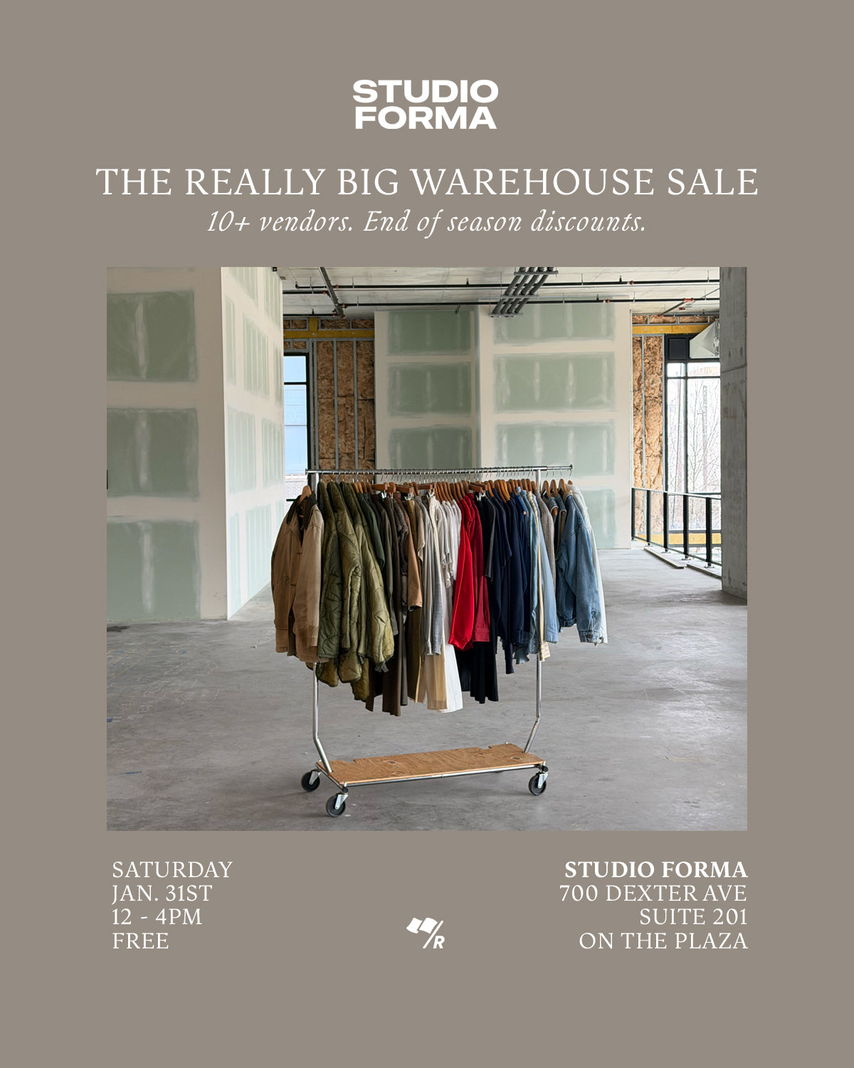the Really Big Warehouse sale at Studio Forma - January 31st