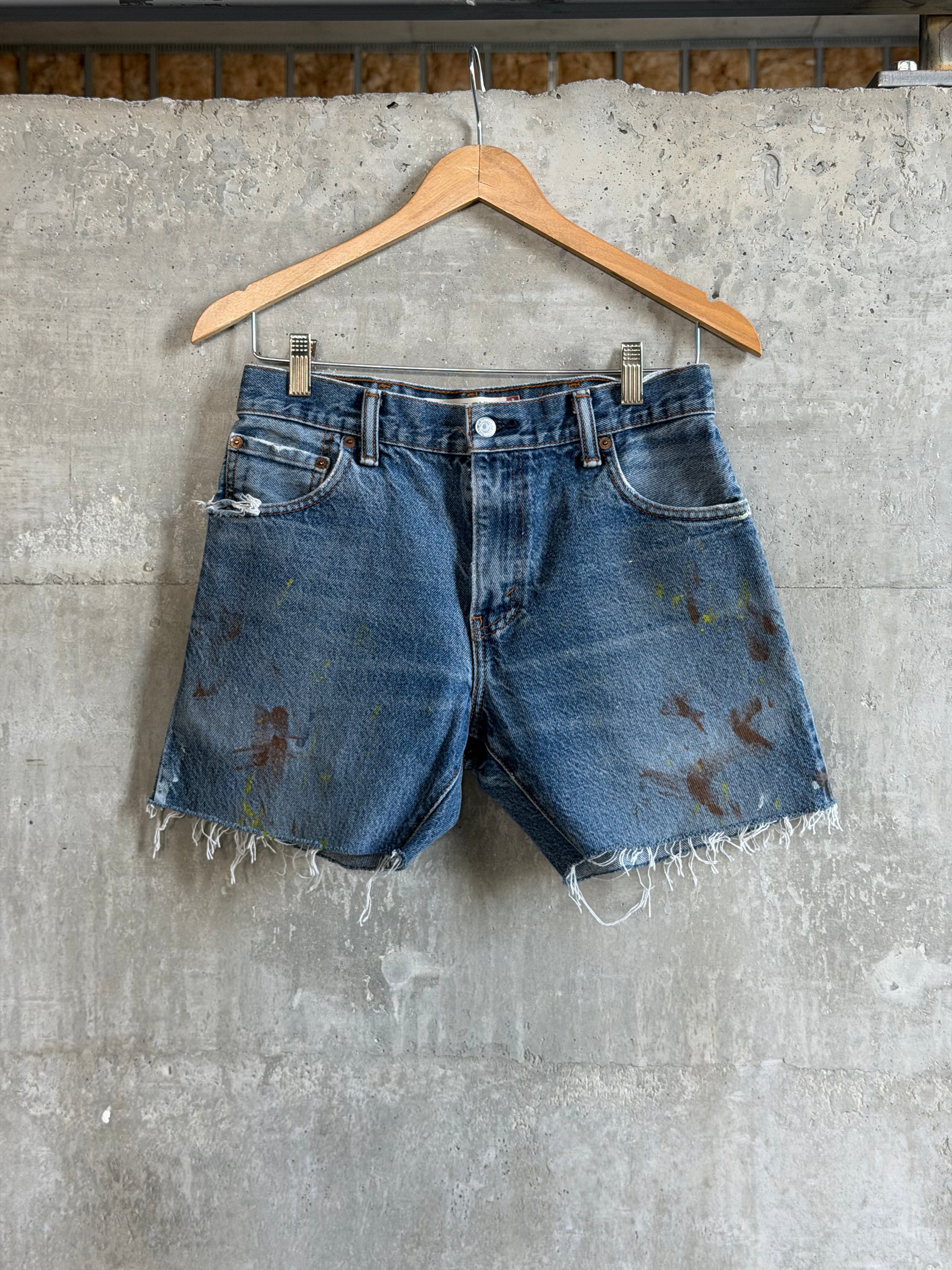 Vintage Paint Splatter cut-off Denim Shorts - 28" W