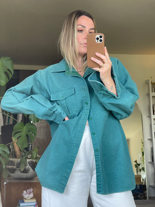 Vintage Chamois Shirt in EMERALD - XL
