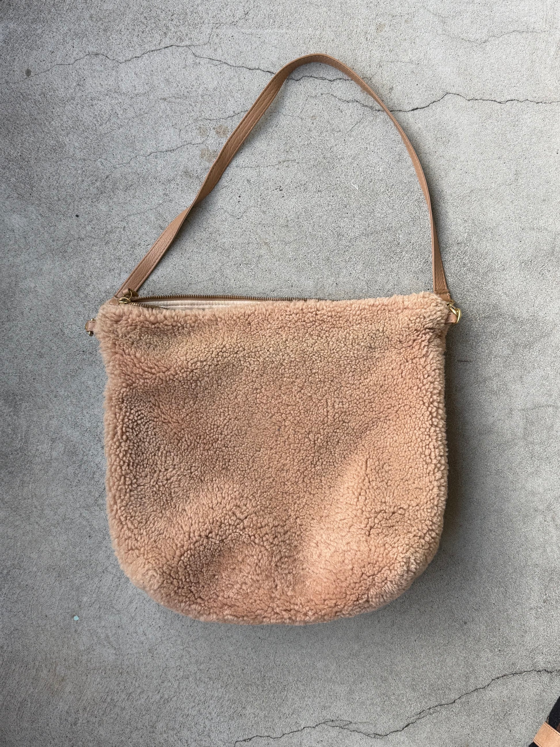 Preloved Primecut Checkered Shearling Hobo