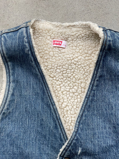 Vintage Levis Orange Tab Sherpa Lined Vest MID WASH ( XS/S )