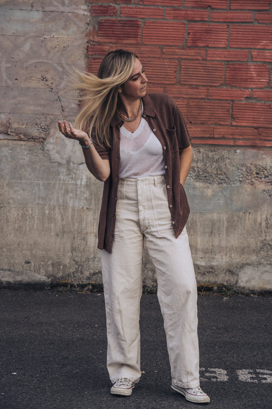 Cotton Pant in NATURAL - ( select size )