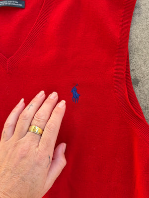 Vintage RL Knit Sweater Vest in RED - M