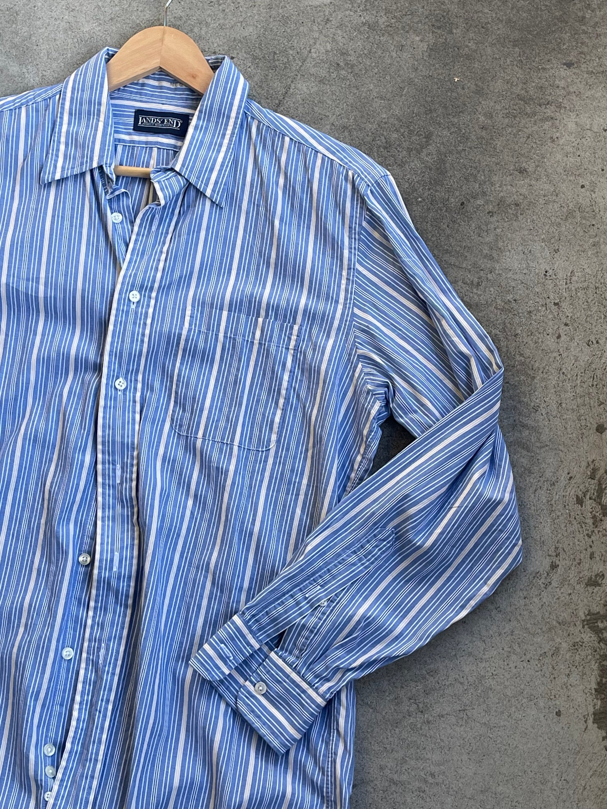 Vintage Land's End Button Up ( BLUE STRIPE ) - M/L