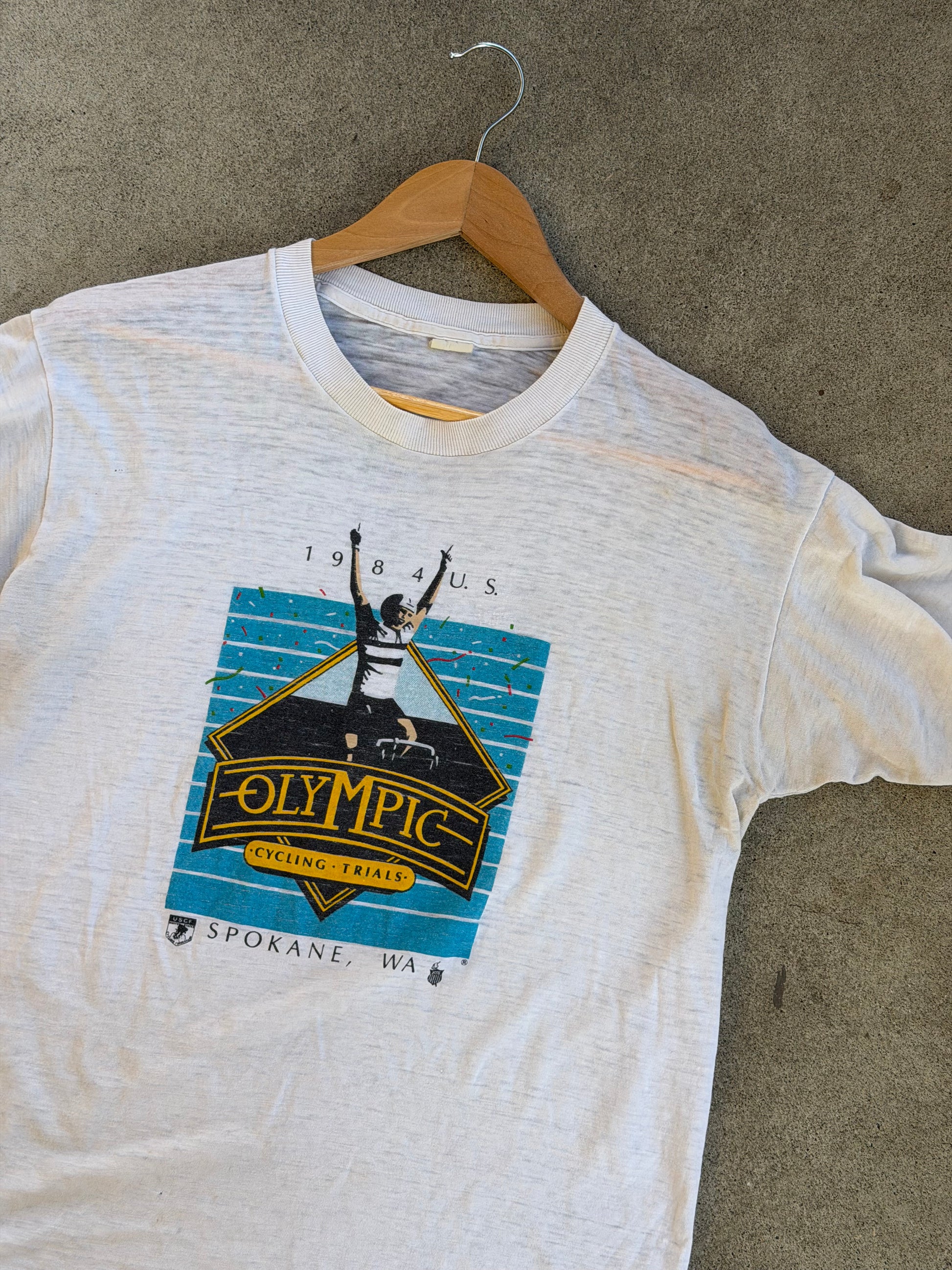 Vintage 1984  "Cycling Trials" Tee OFF WHITE - M