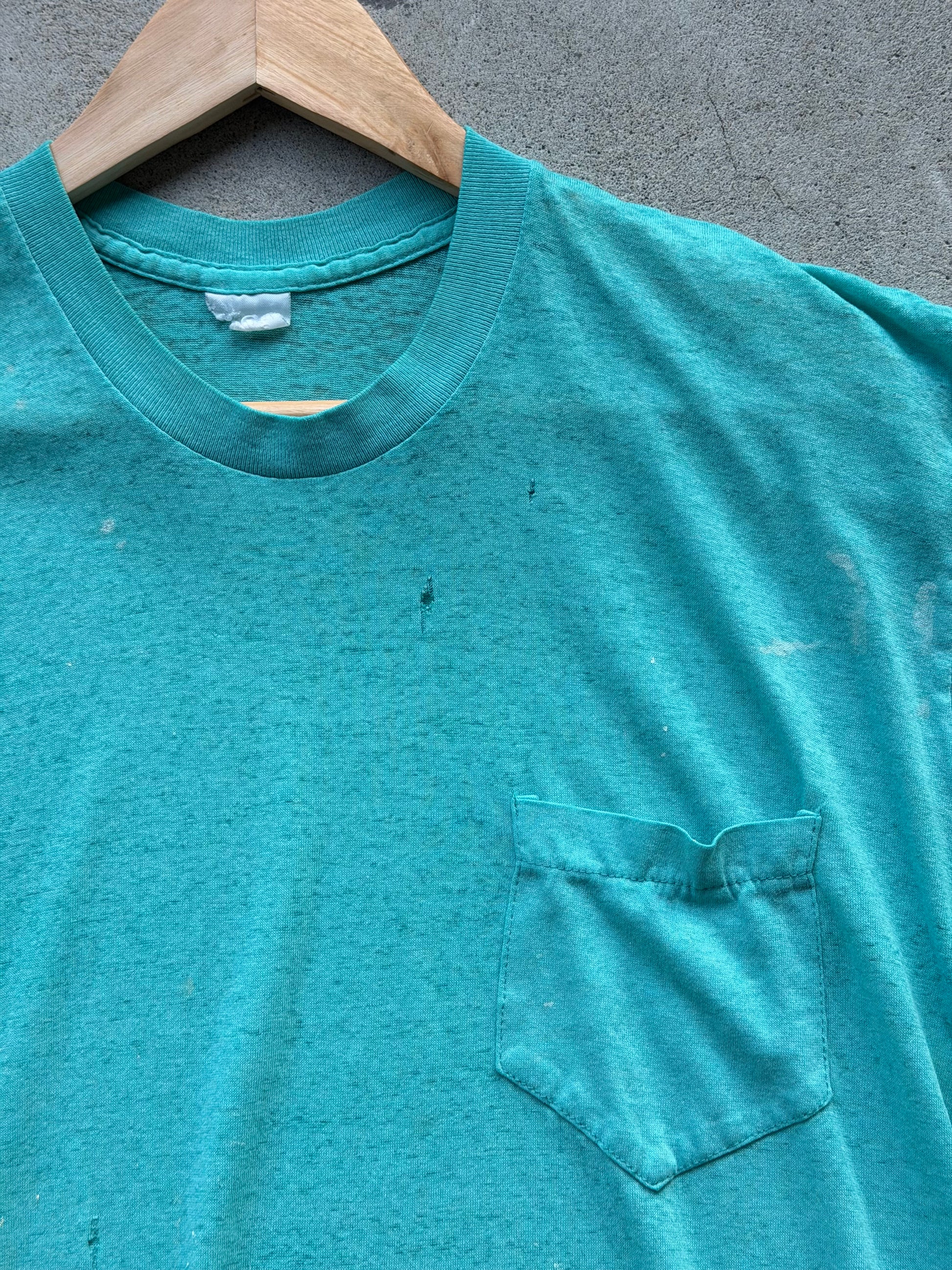 Vintage Paper Thin Pocket Tee TEAL - M