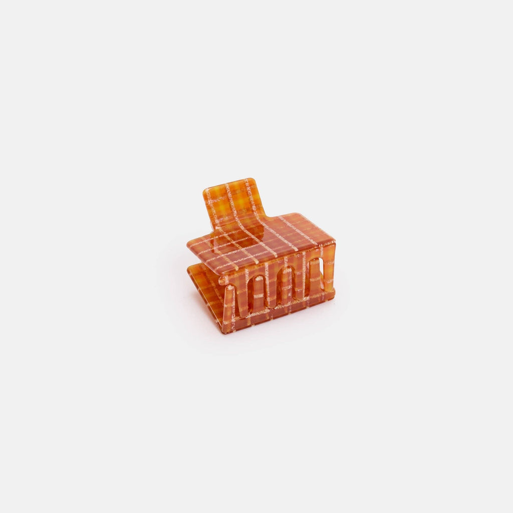 Chunks Midi Box Claw in Caramel Plaid - OS