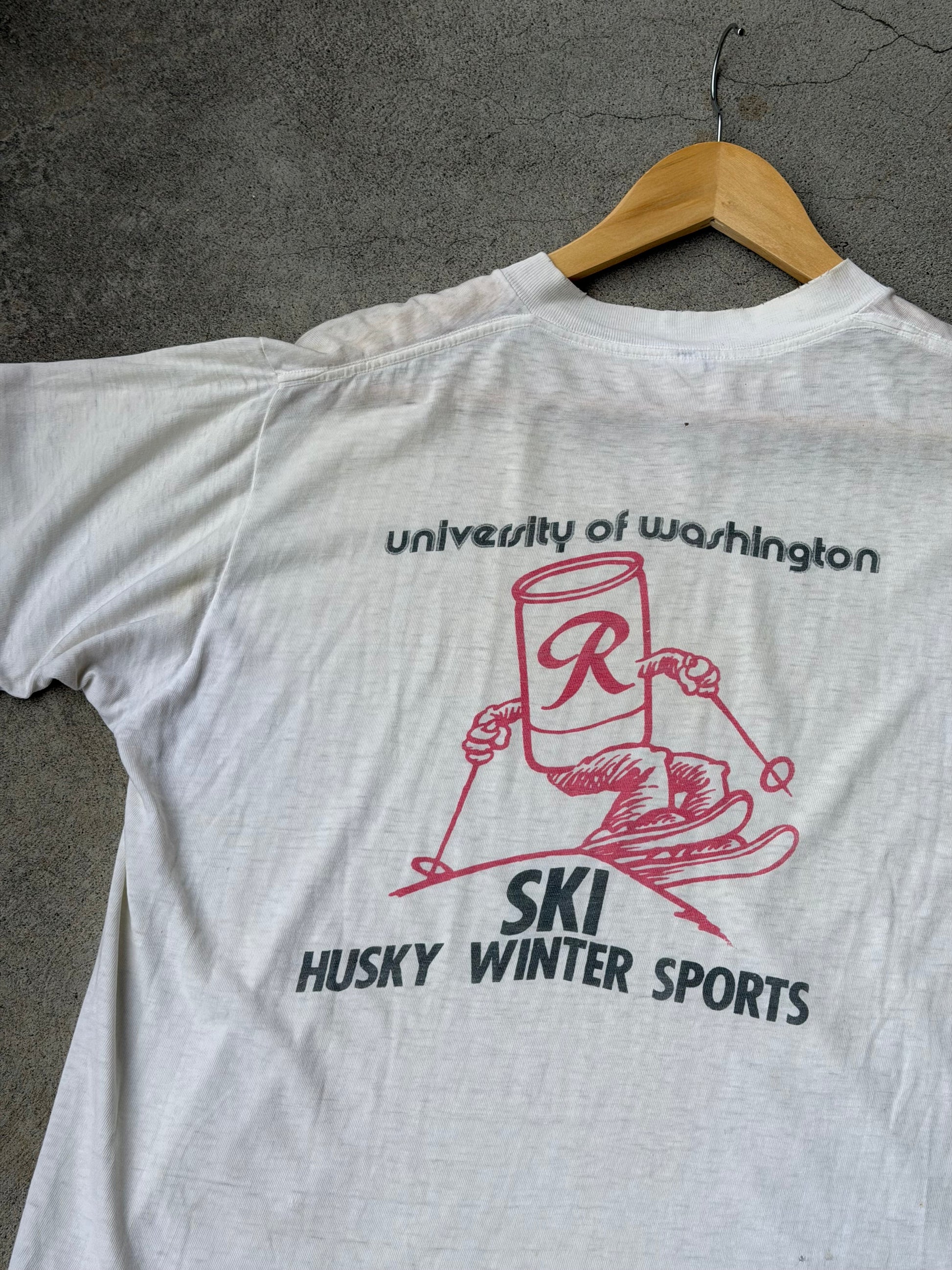 Vintage 1970s University of Washington Husky Ski Team Tee - L