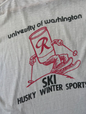 Vintage 1970s University of Washington Husky Ski Team Tee - L