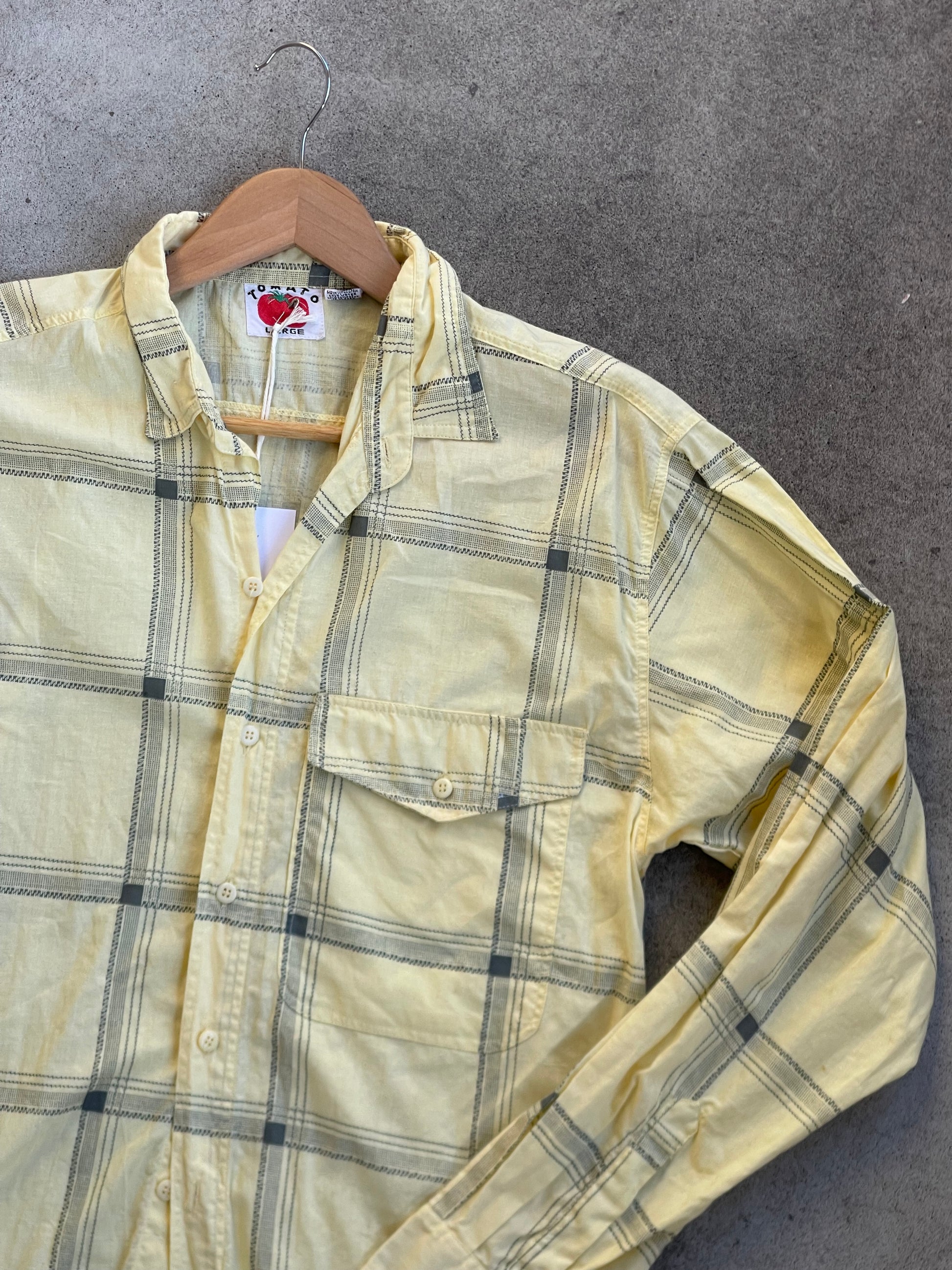 Vintage Window Pane Button Up ( YELLOW ) - L