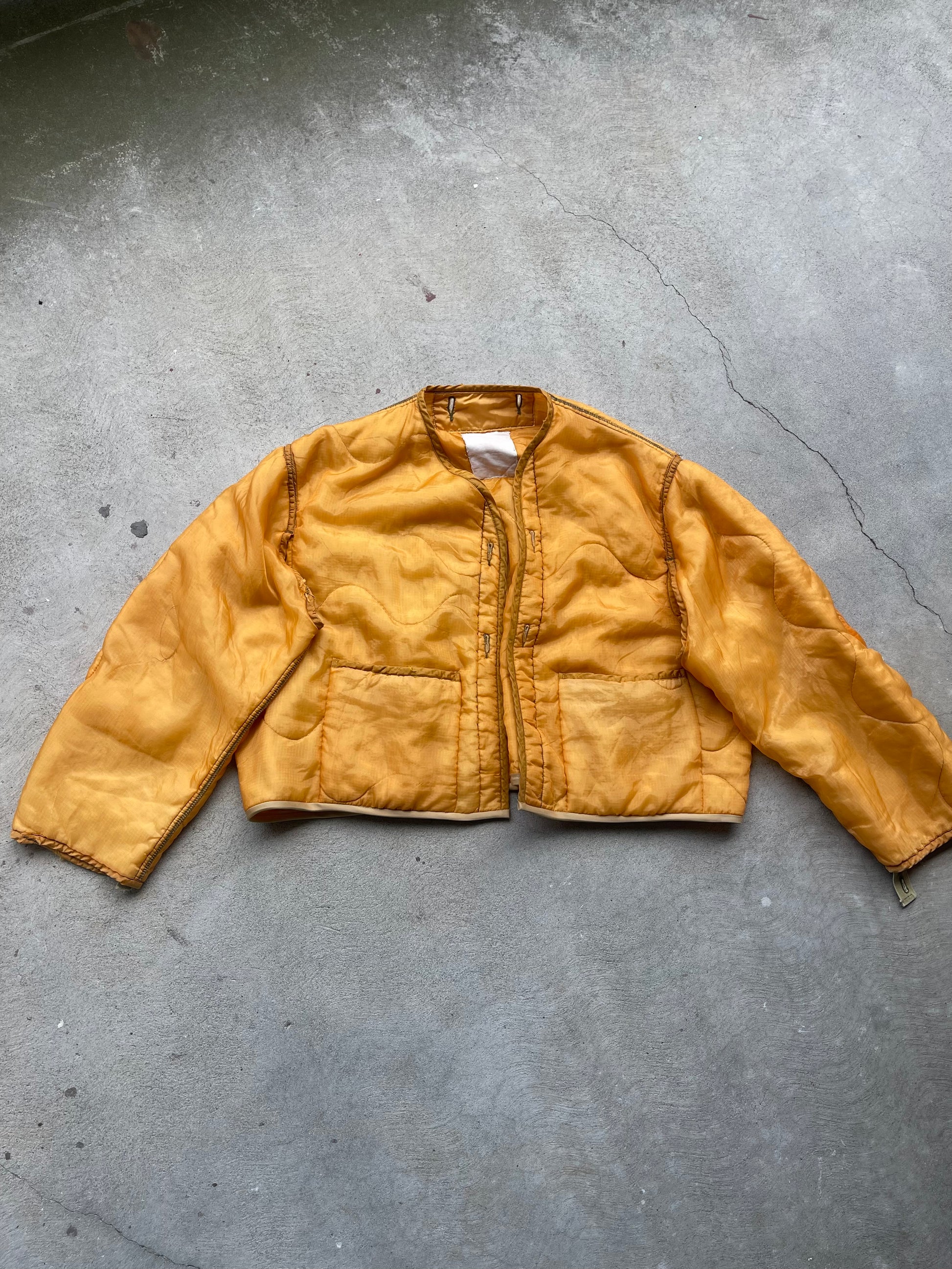 Vintage REWORKED Military Liner CROP Jacket ( GOLDEN ) - L