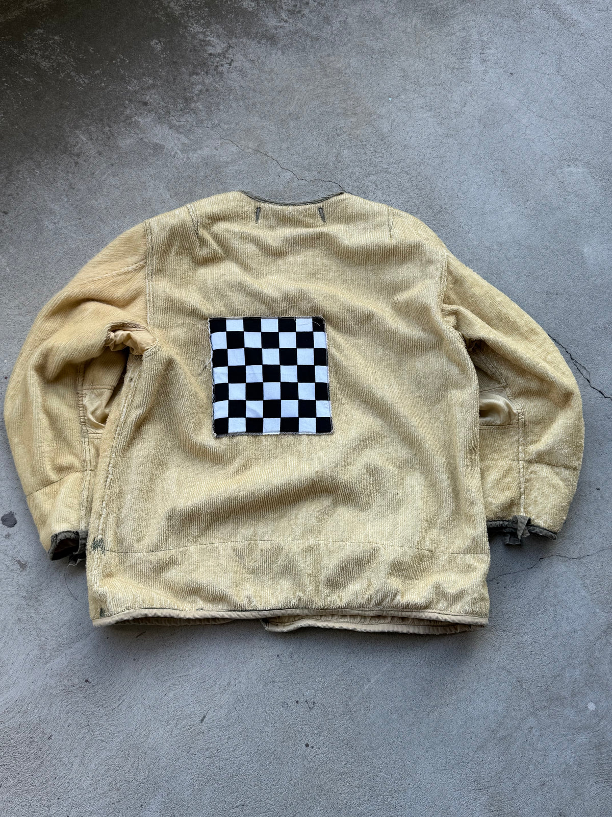 Vintage Reworked Military Frieze Liner ( TAN + CHECK ) - M