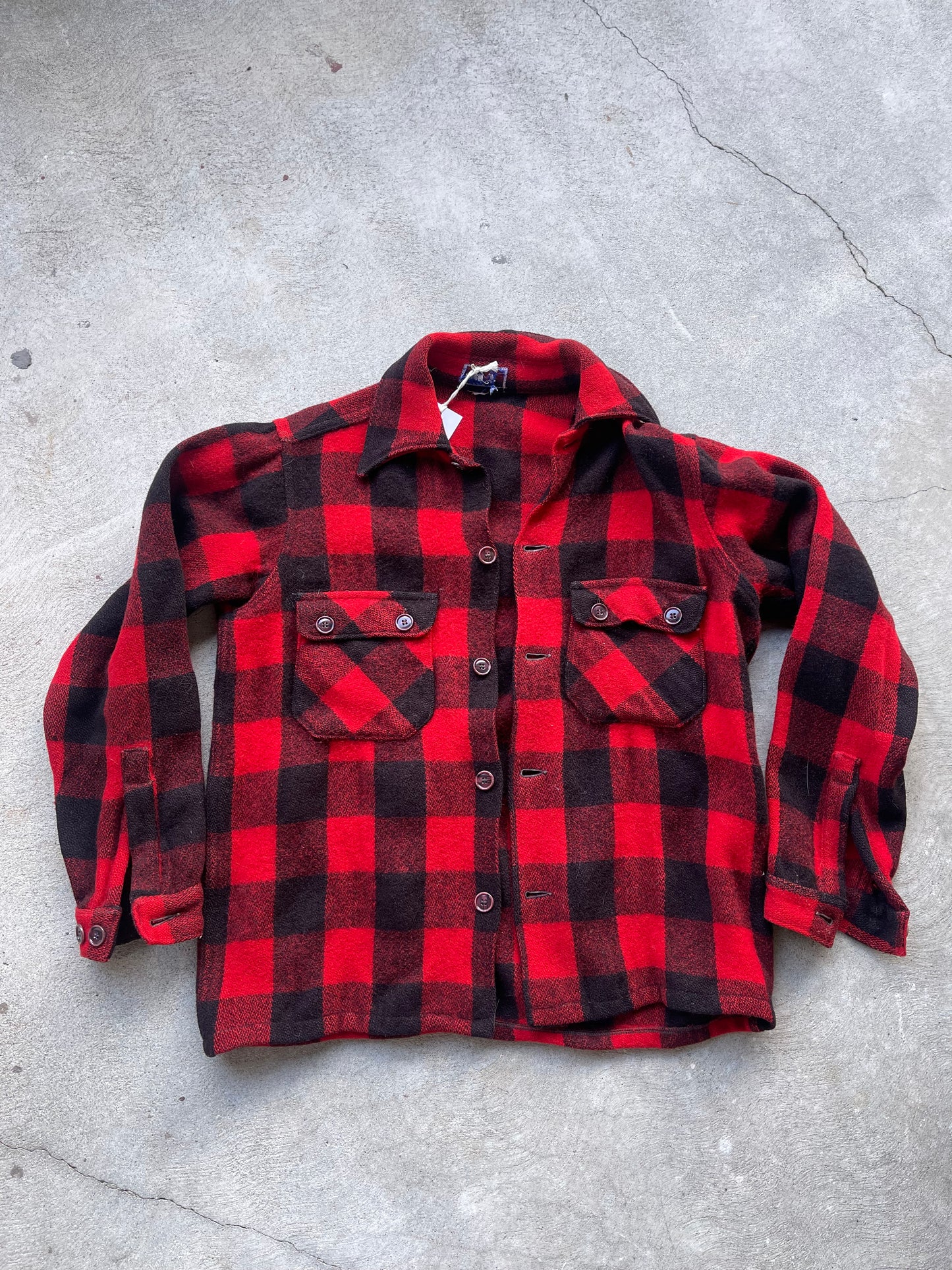 Vintage Buffalo Check Wool Camp Shirt - S/M