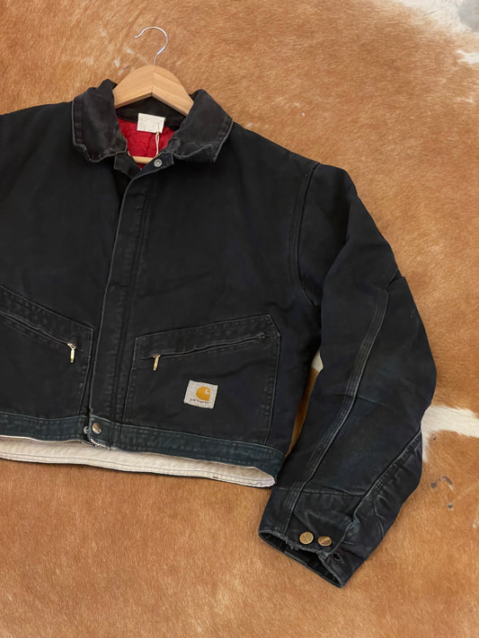 Vintage Reworked Crop Carhartt Jacket in BLACK - M