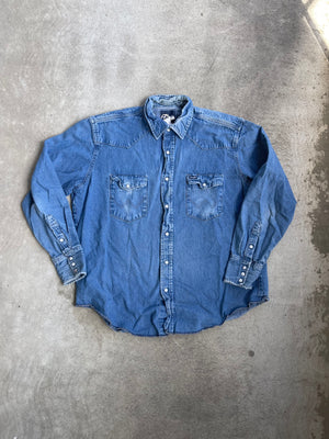 Vintage Wrangler Snap Chambray - XL