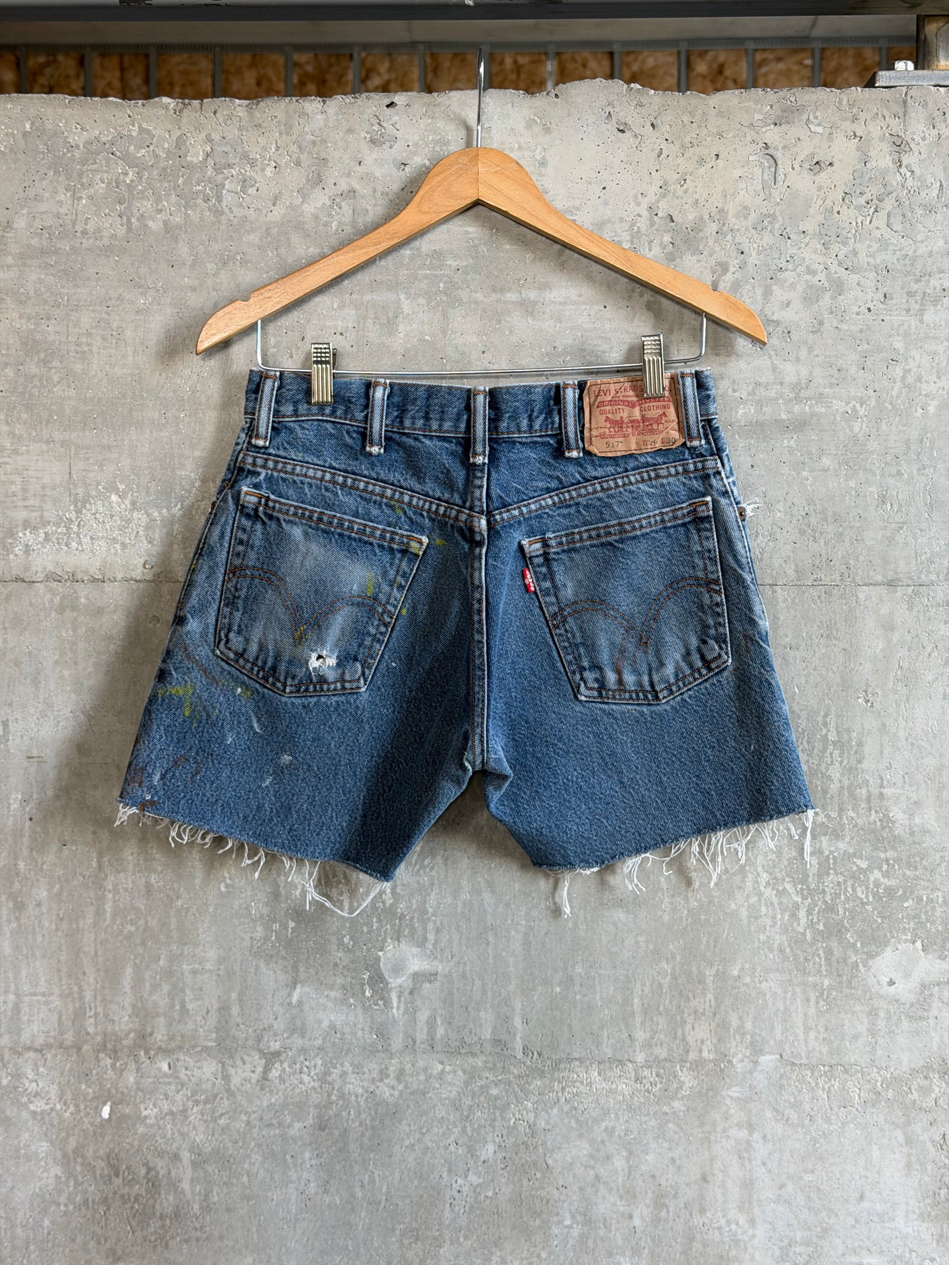 Vintage Paint Splatter cut-off Denim Shorts - 28" W