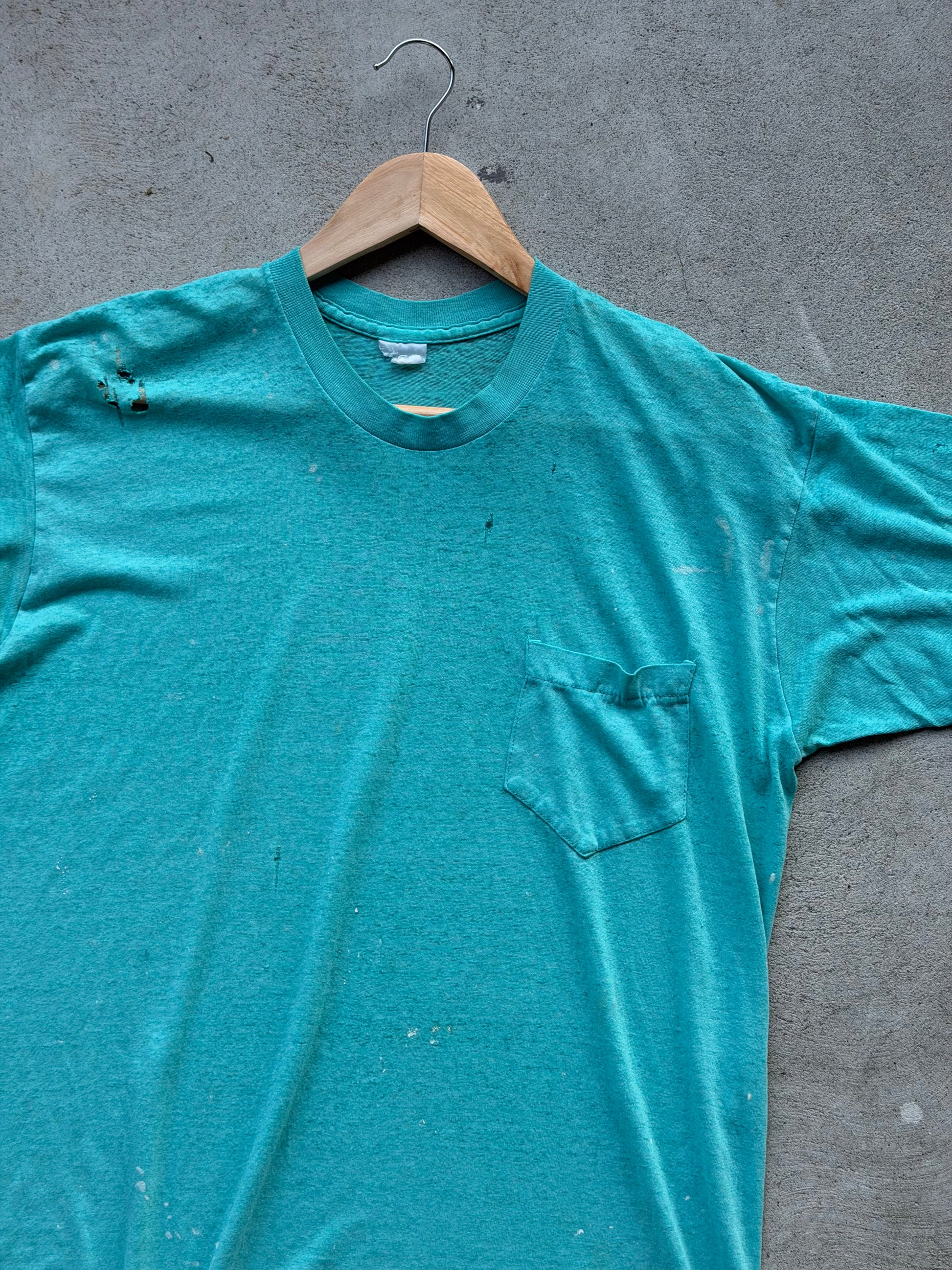 Vintage Paper Thin Pocket Tee TEAL - M