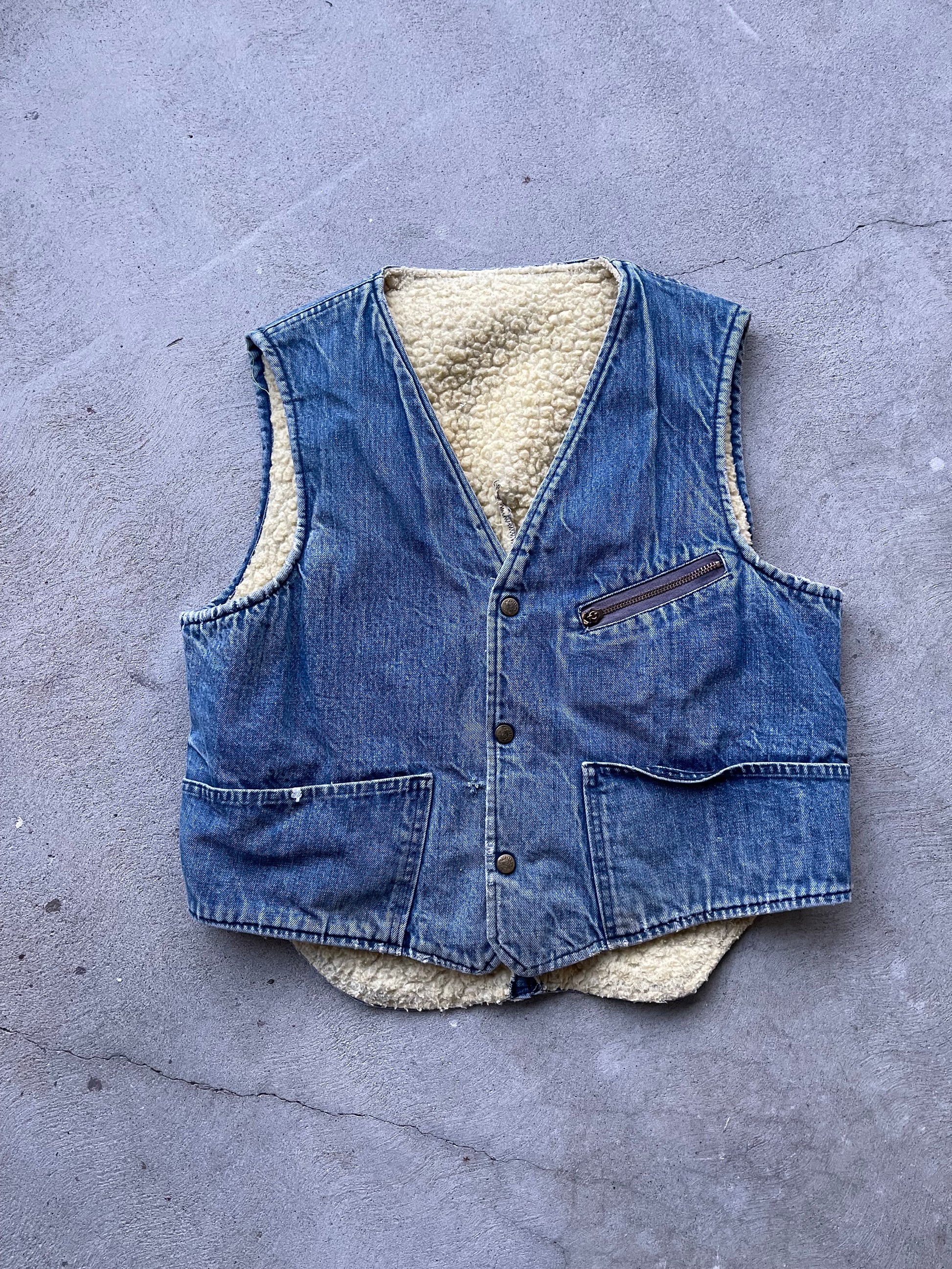 Vintage Sherpa Lined Vest ( L )