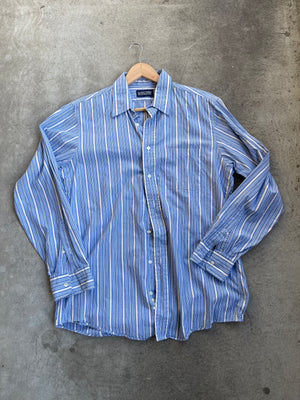 Vintage Land's End Button Up ( BLUE STRIPE ) - M/L
