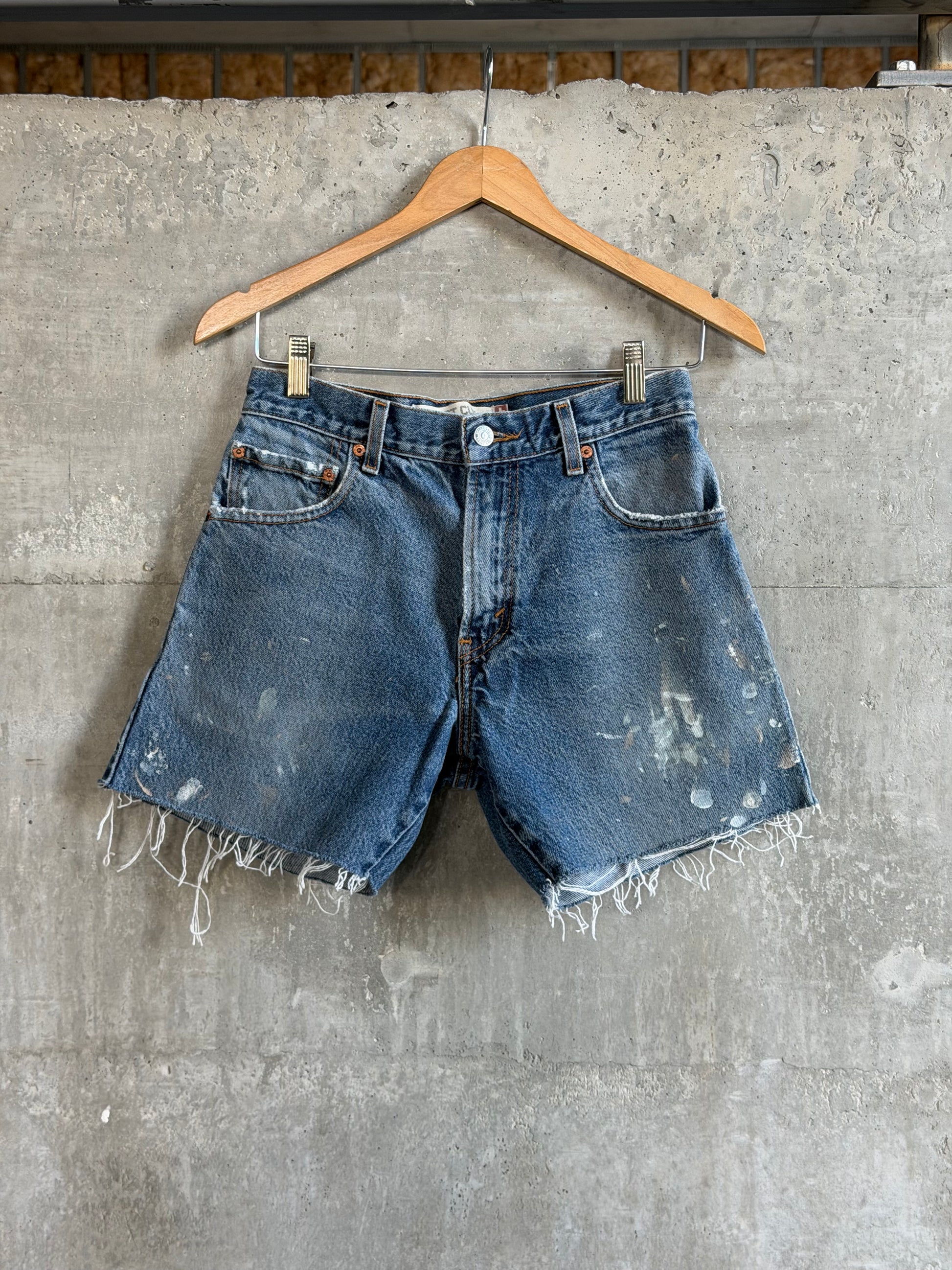 Vintage Paint Splatter cut-off Denim Shorts - 28" W