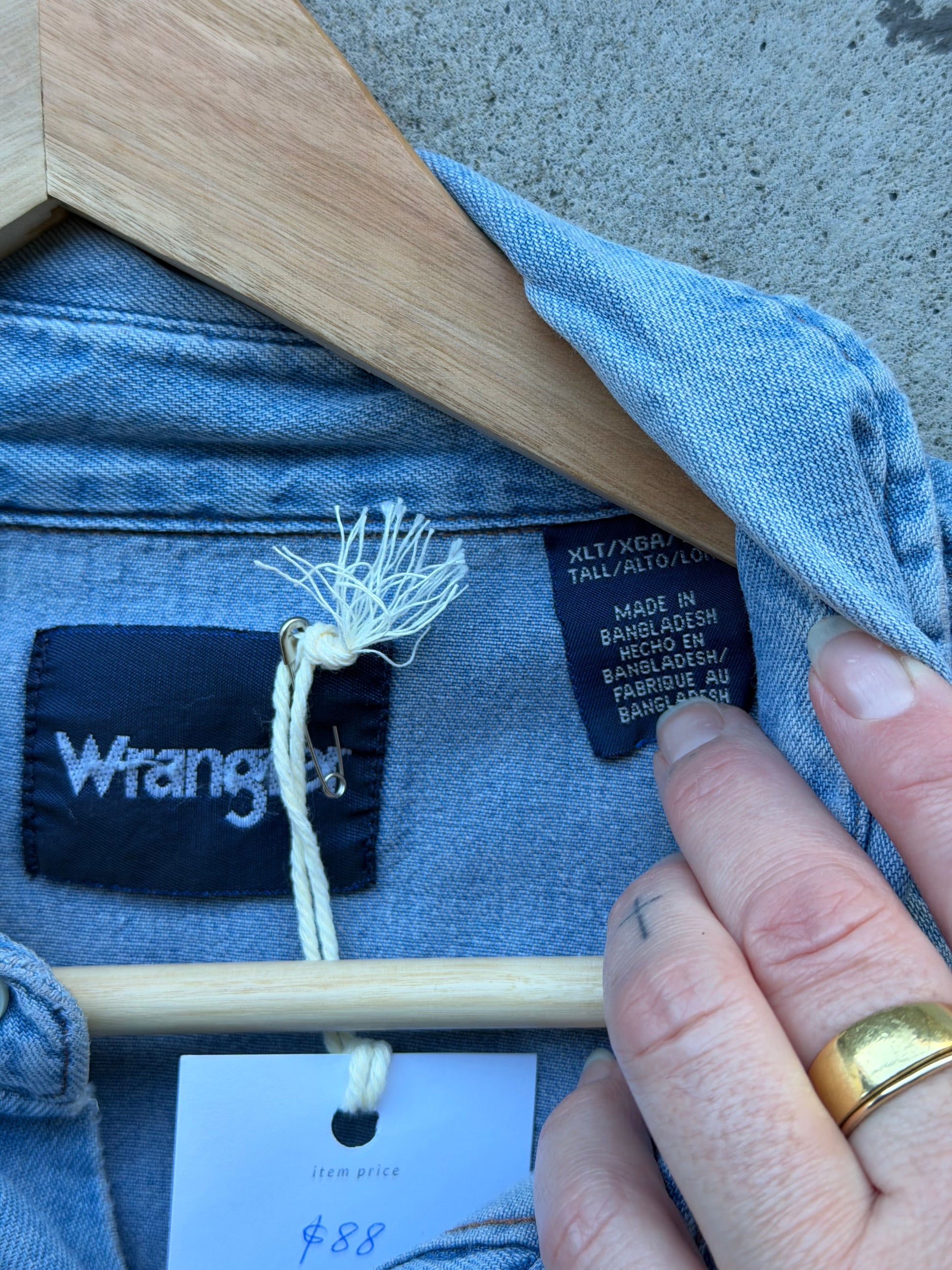 Vintage Wrangler Snap Chambray - XL ( Tall )