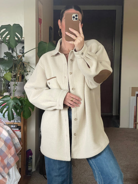 Pre-Loved Fleece Shacket in CREAM - XL