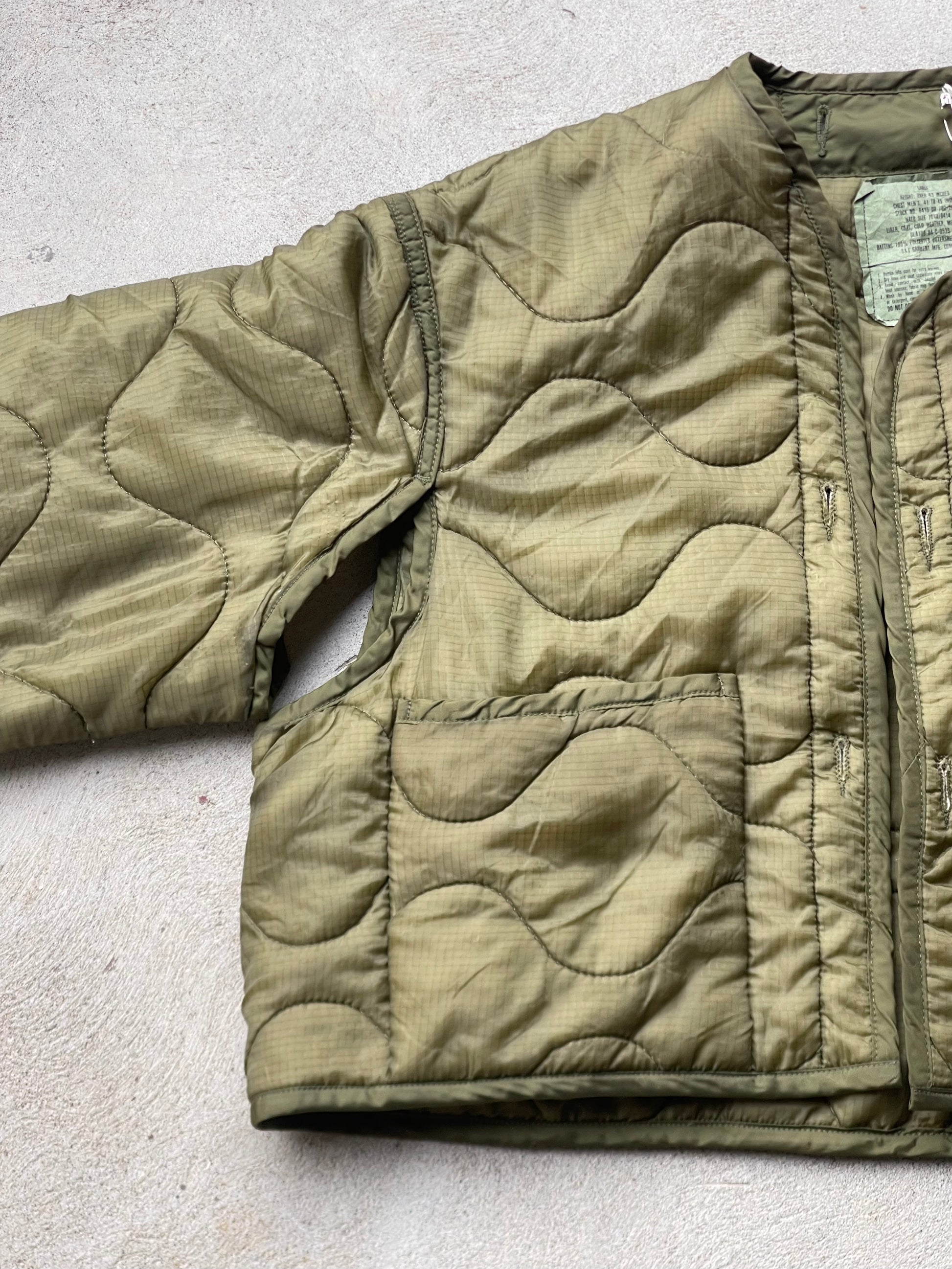 Vintage REWORKED Military Liner CROP Jacket ( WARM GREEN ) - L