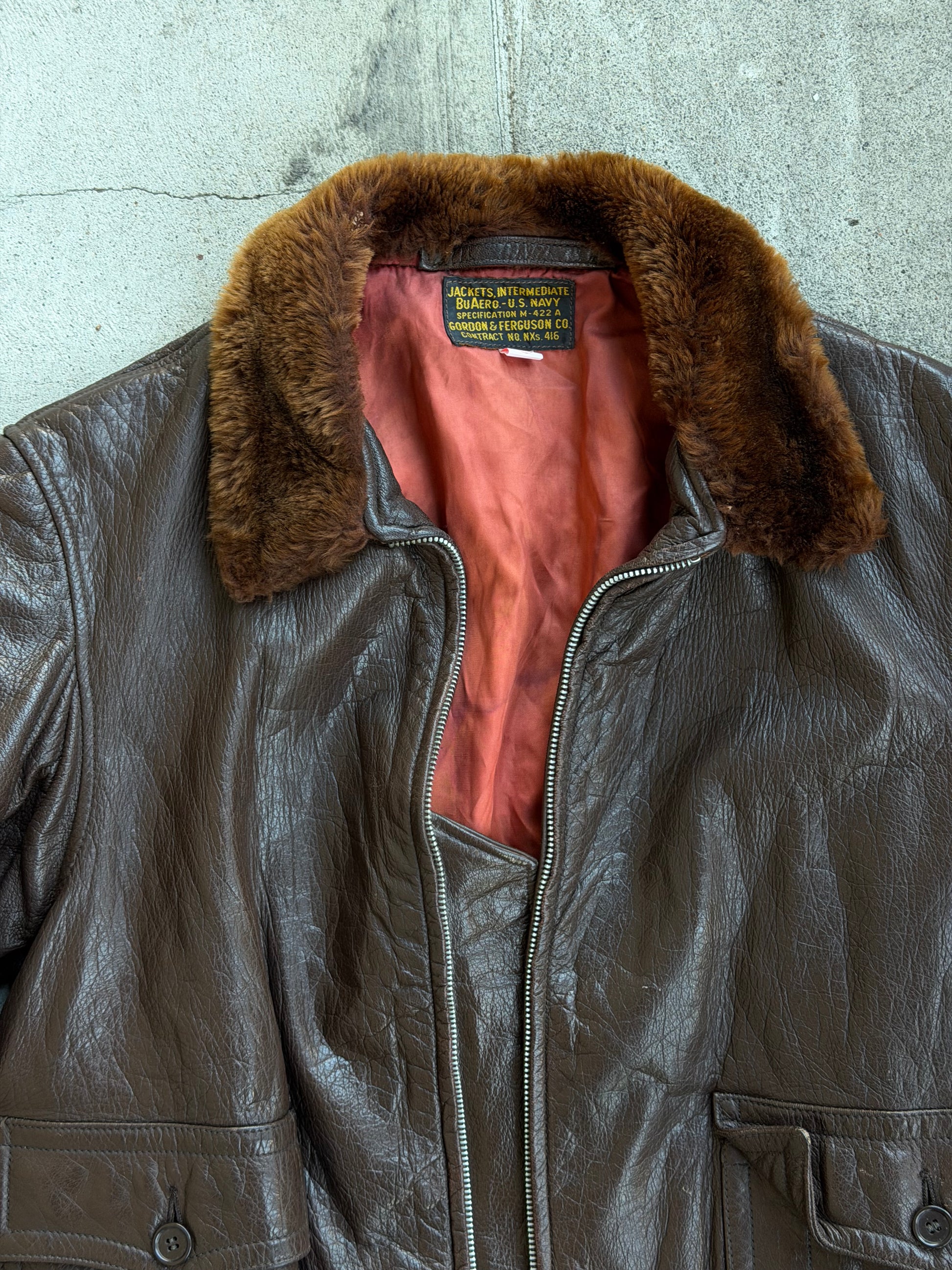 Vintage AUTHENTIC 1940s US NAVY G1 Leather Pilot Jacket - M