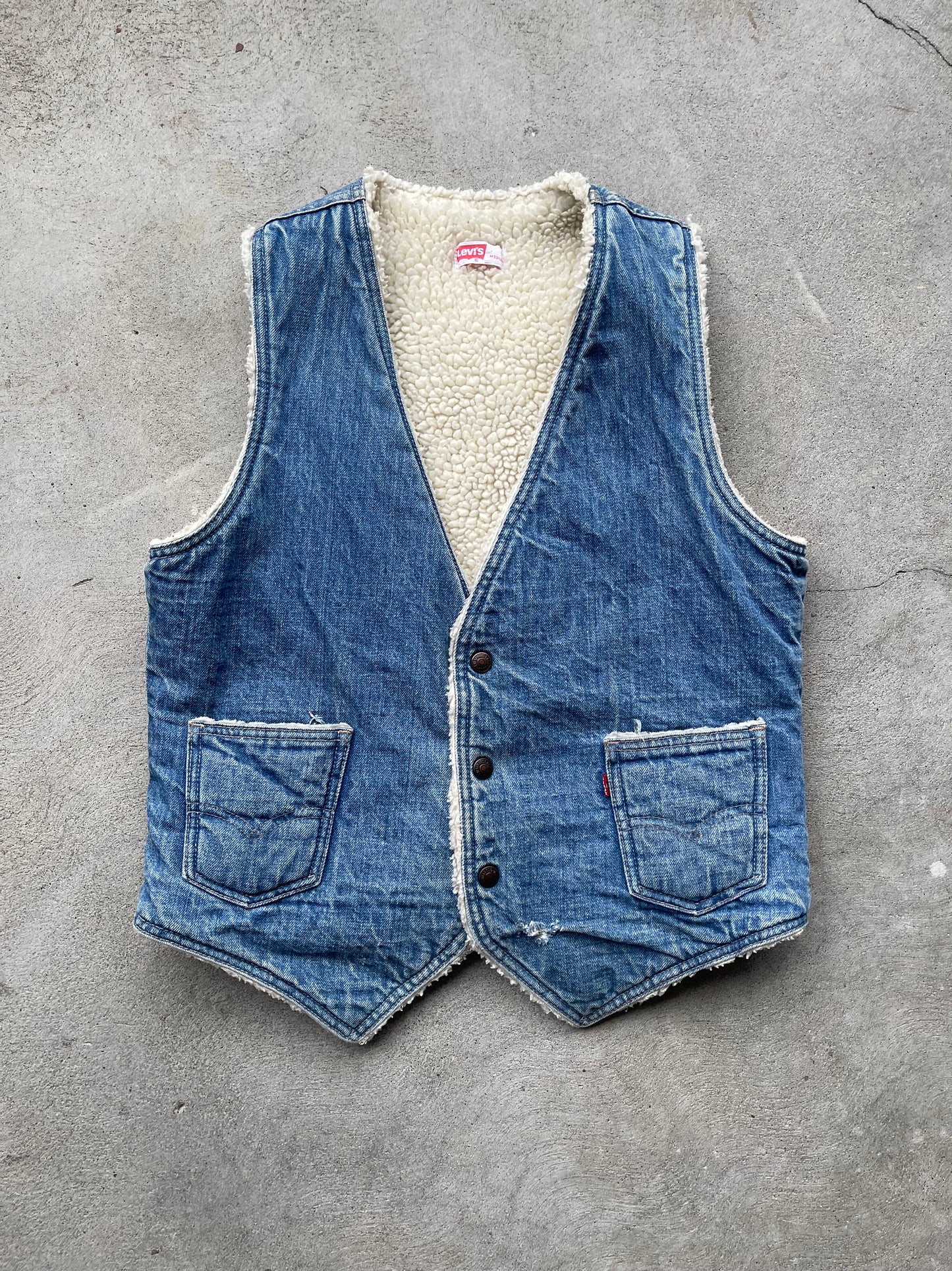 Vintage Levis Sherpa Lined Vest BLUE WASH ( S/M )