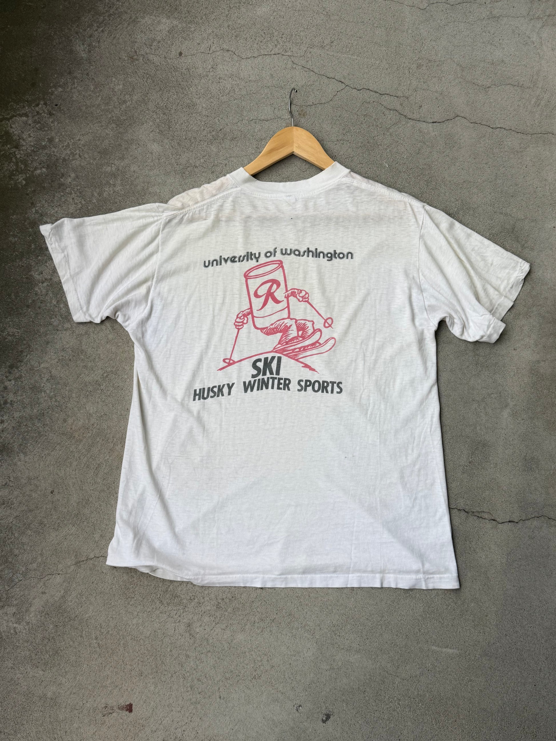 Vintage 1970s University of Washington Husky Ski Team Tee - L