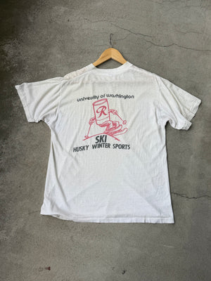 Vintage 1970s University of Washington Husky Ski Team Tee - L
