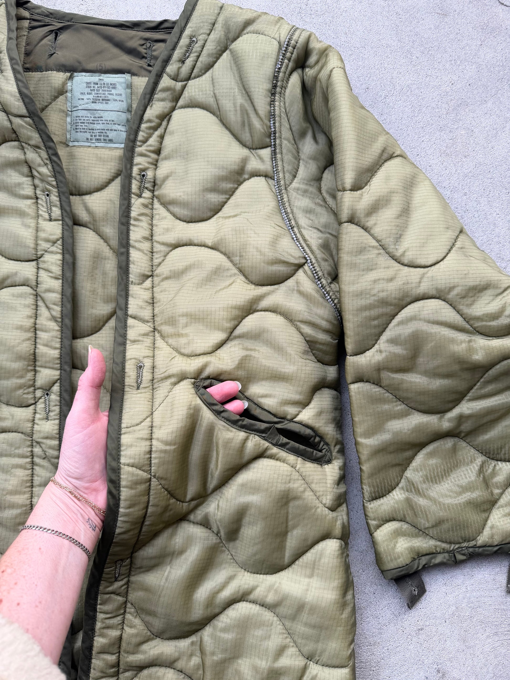 Vintage Military Parka Long Liner Jacket - S