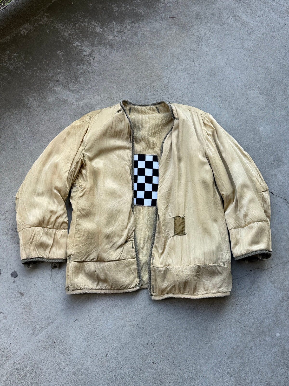 Vintage Reworked Military Frieze Liner ( TAN + CHECK ) - M